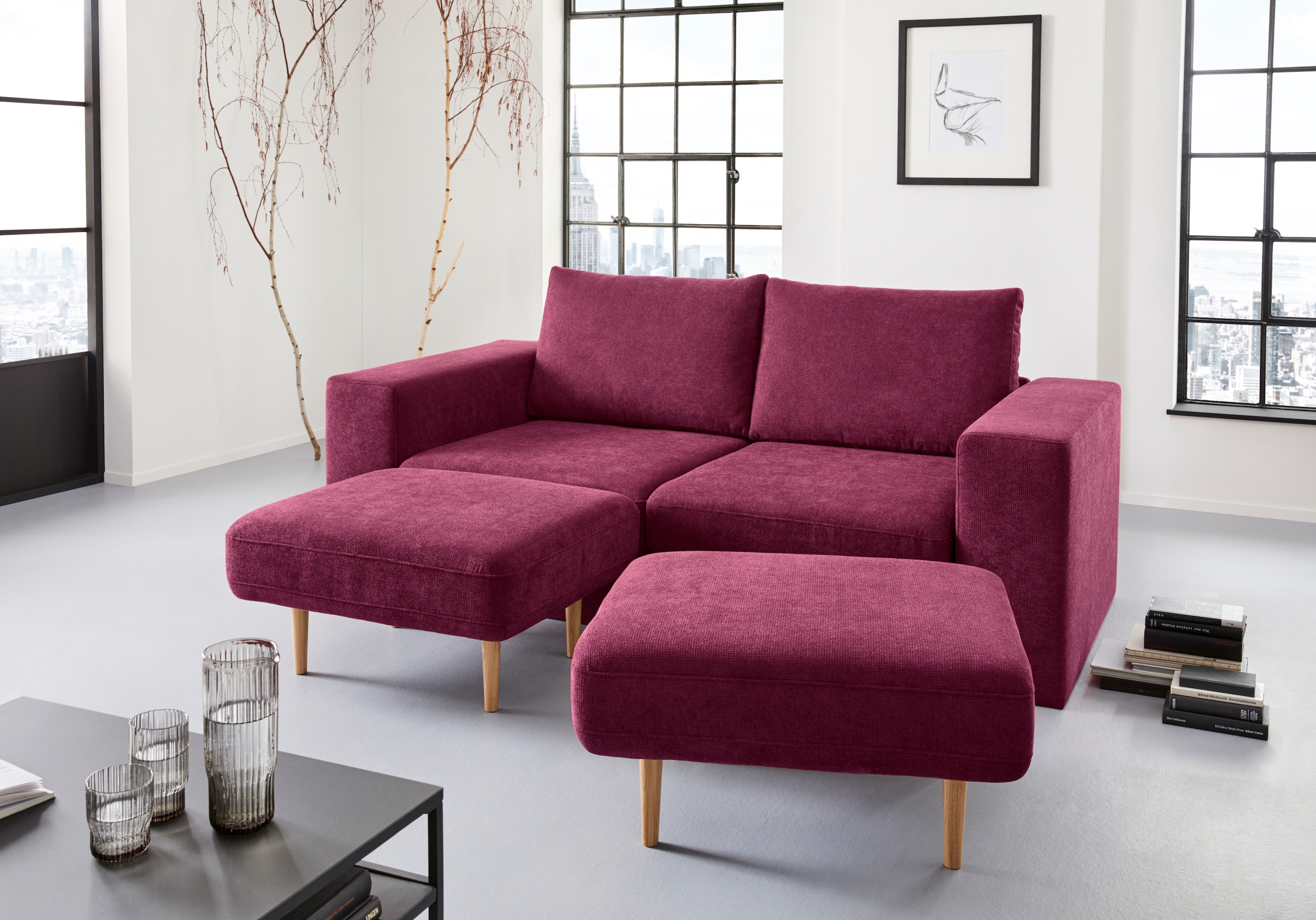 LOOKS by Wolfgang Joop 3-Sitzer »Looksv«, Verwandlungssofa: aus Sofa wird Sofa mit 2 Hockern