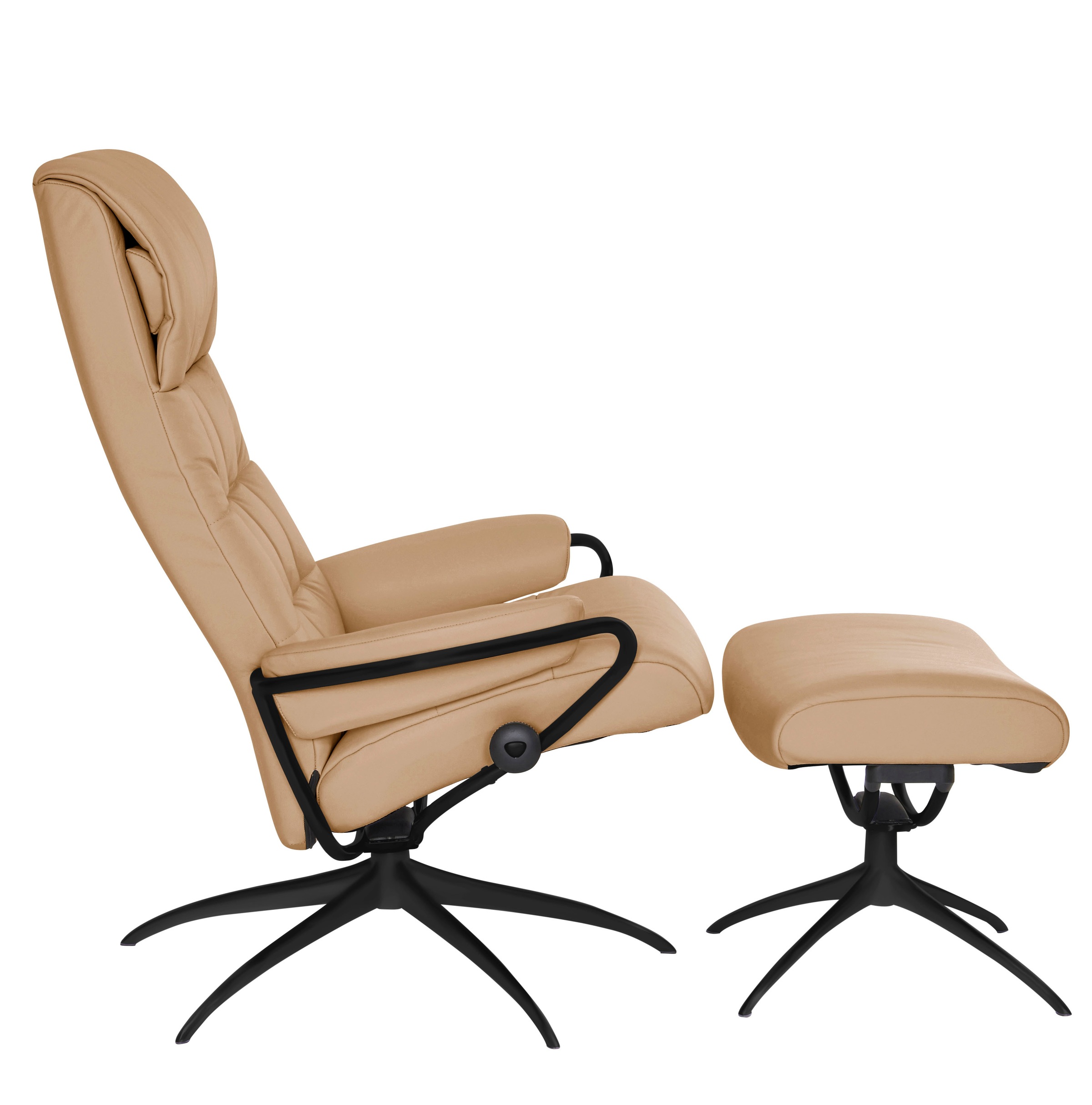 Stressless® Relaxsessel »London« Set, Relaxsessel mit Hocker,  mit Hocker, High Back, mit Star Base, Gestell Schwarz
