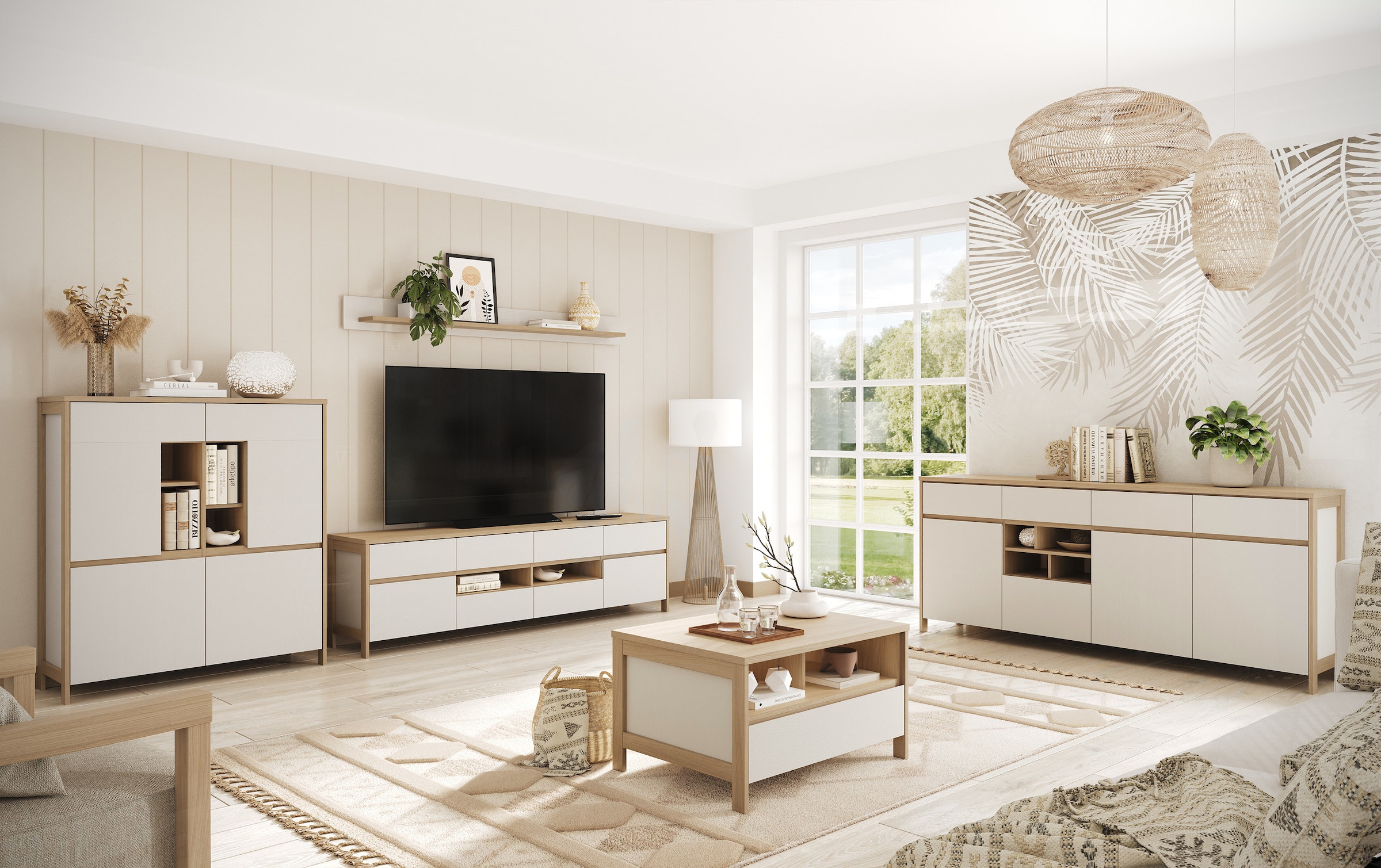 Home affaire TV-Schrank »Stranda, moderner TV-Unterschrank, Kommode im Scandi-Style, Lowboard«, Rahmenoptik, ausreichend Stauraum, vielseitig einsetzbar, 193 cm breit