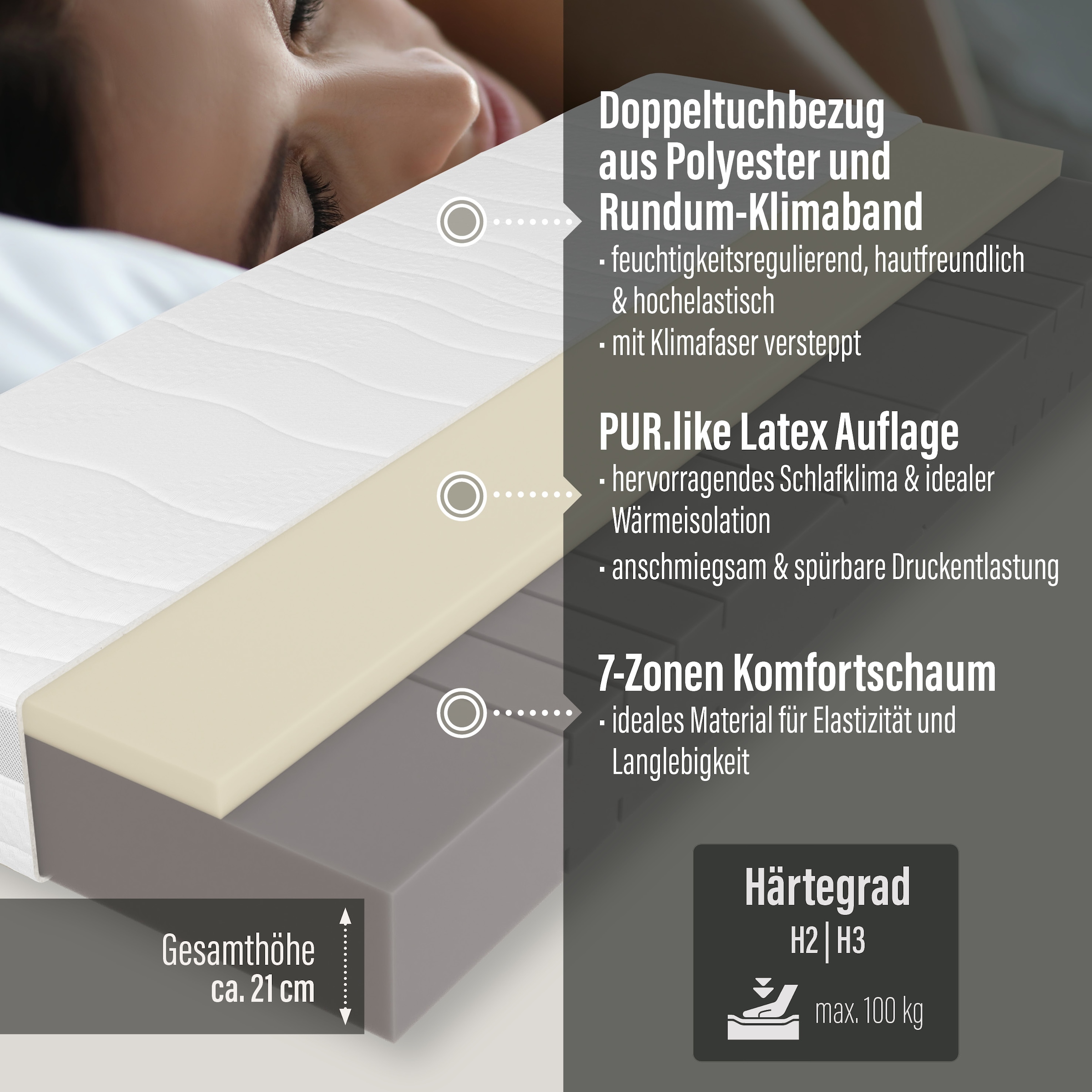 Beco Hybridschaum-Matratze »Feel Like Latex ONE KS« 21 cm hoch 1 Stk. tlg. günstig online kaufen