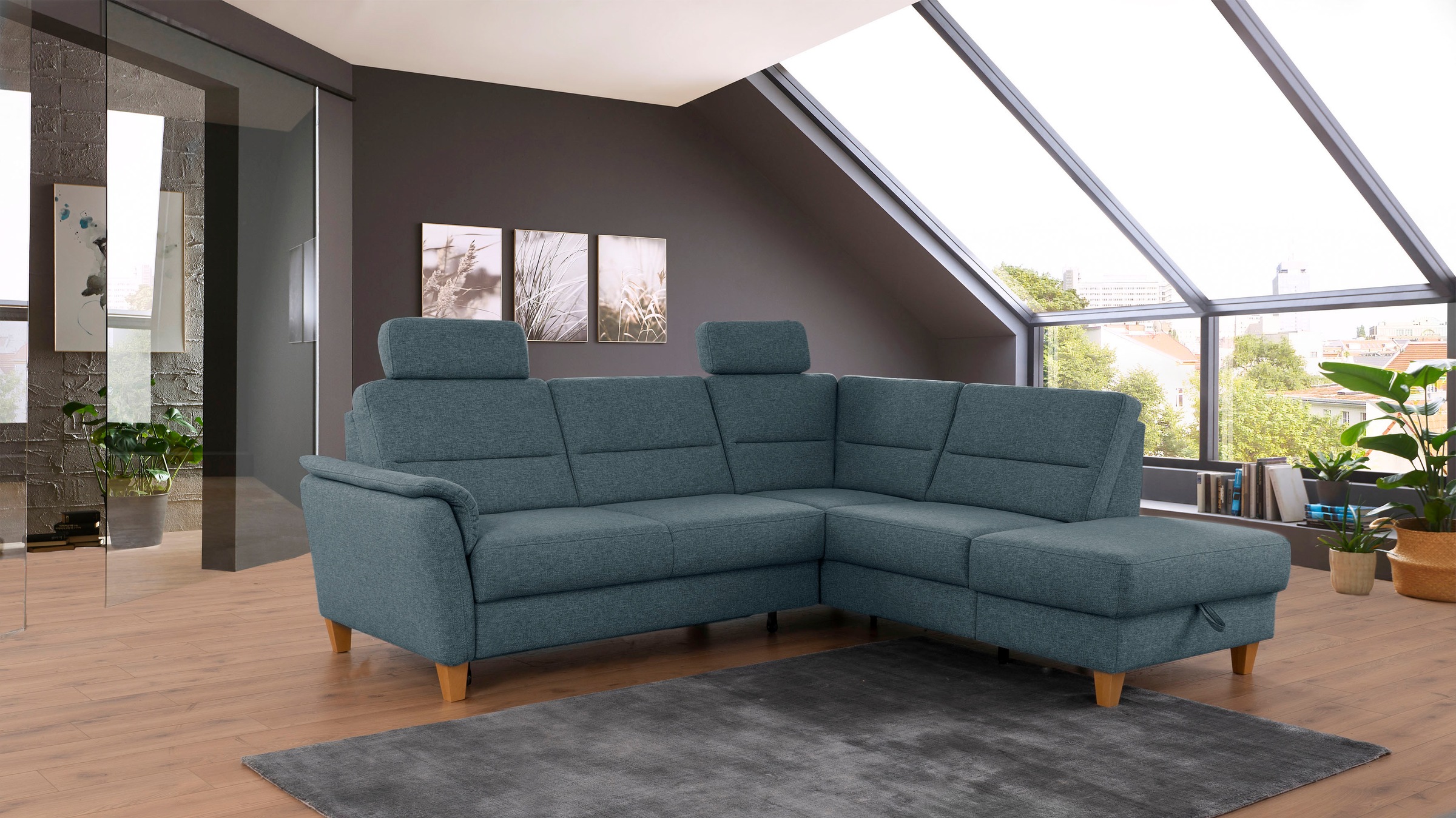 Home affaire Ecksofa »Palmera L-Form, B: 236 cm« optional Bettfunktion & Be günstig online kaufen