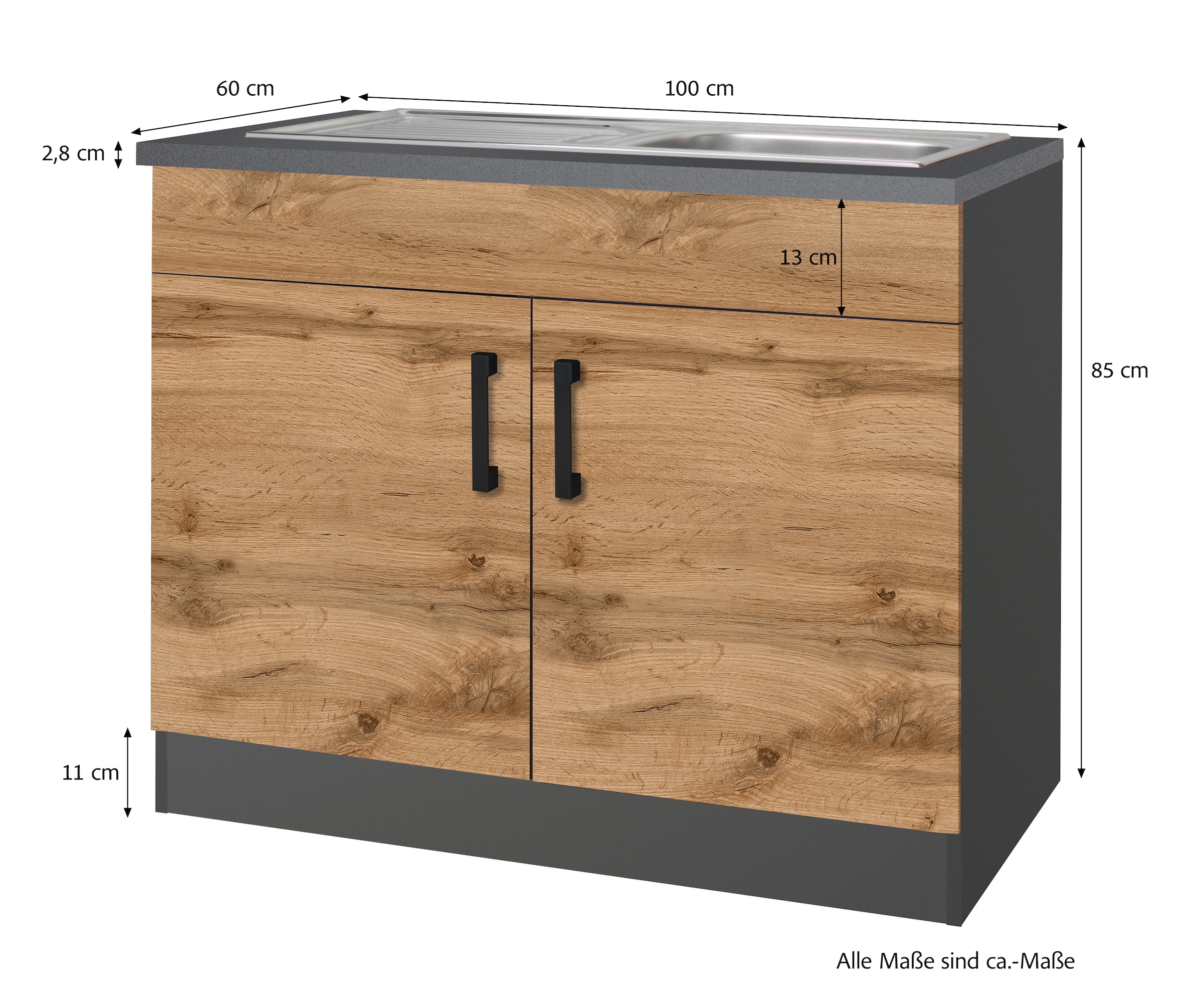 KOCHSTATION Spülenschrank »KS-Toronto, Breite 100 cm«