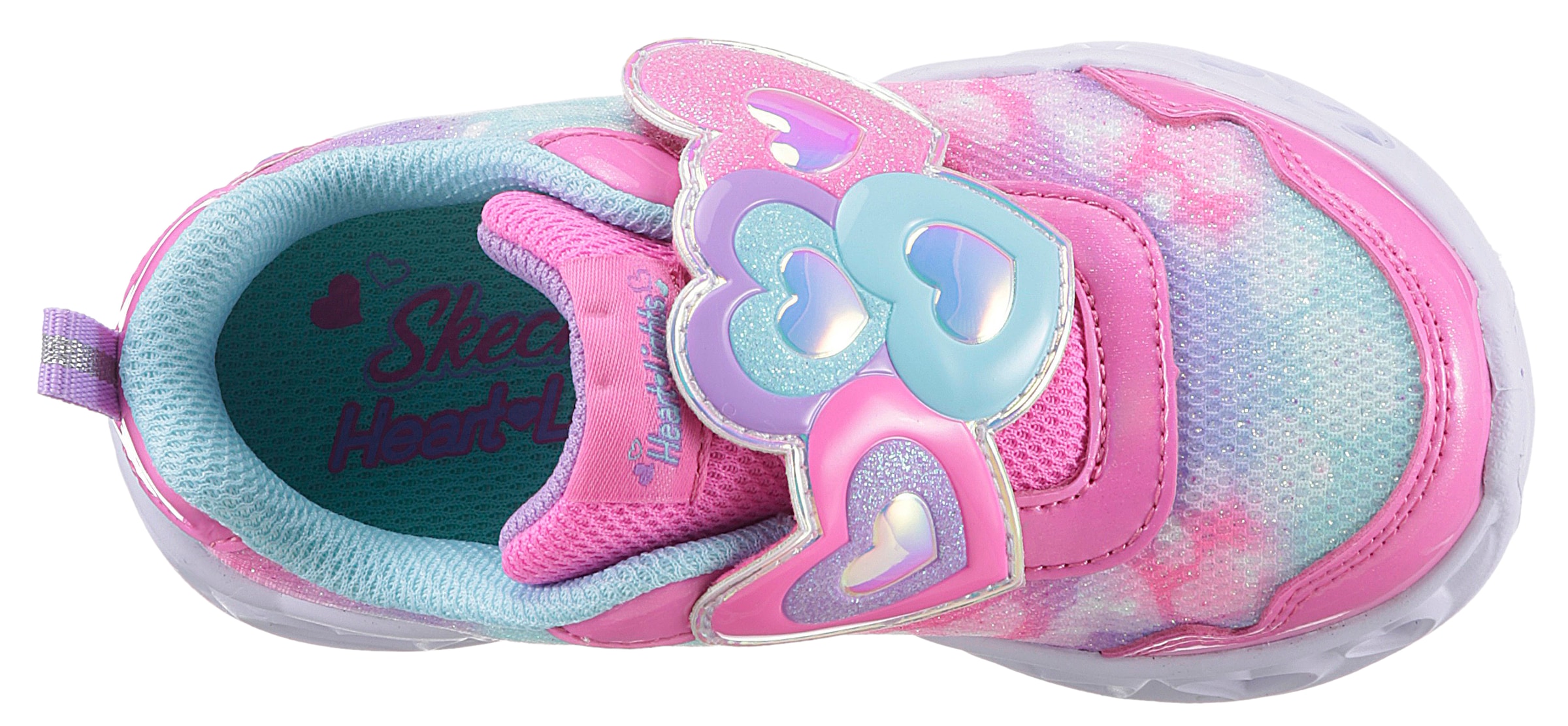 Skechers Lauflernschuh »Blinkschuh HEART LIGHTS - LOVIN REFLECTION«, Blink,-Klettschuh mit Herz-Applikation, Größenschablone zum Download