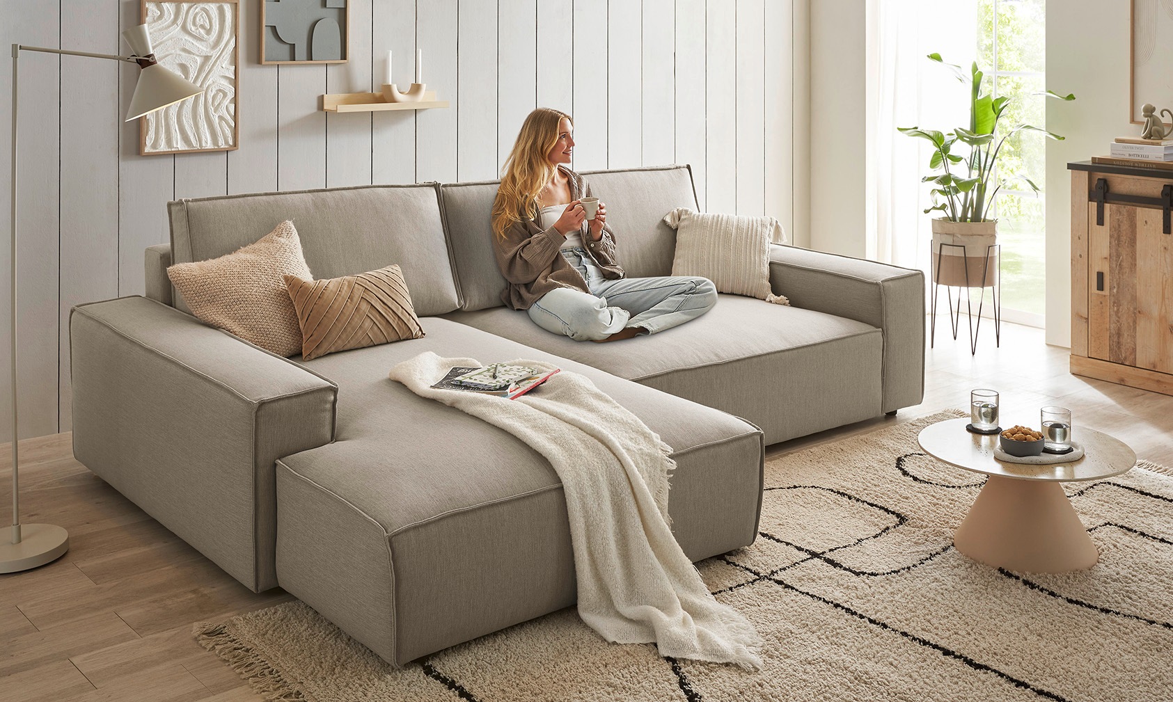 Home affaire Ecksofa »NEU: SHERWOOD XXL 284, Big-Sofa L-Form, tiefe Sitzflä günstig online kaufen