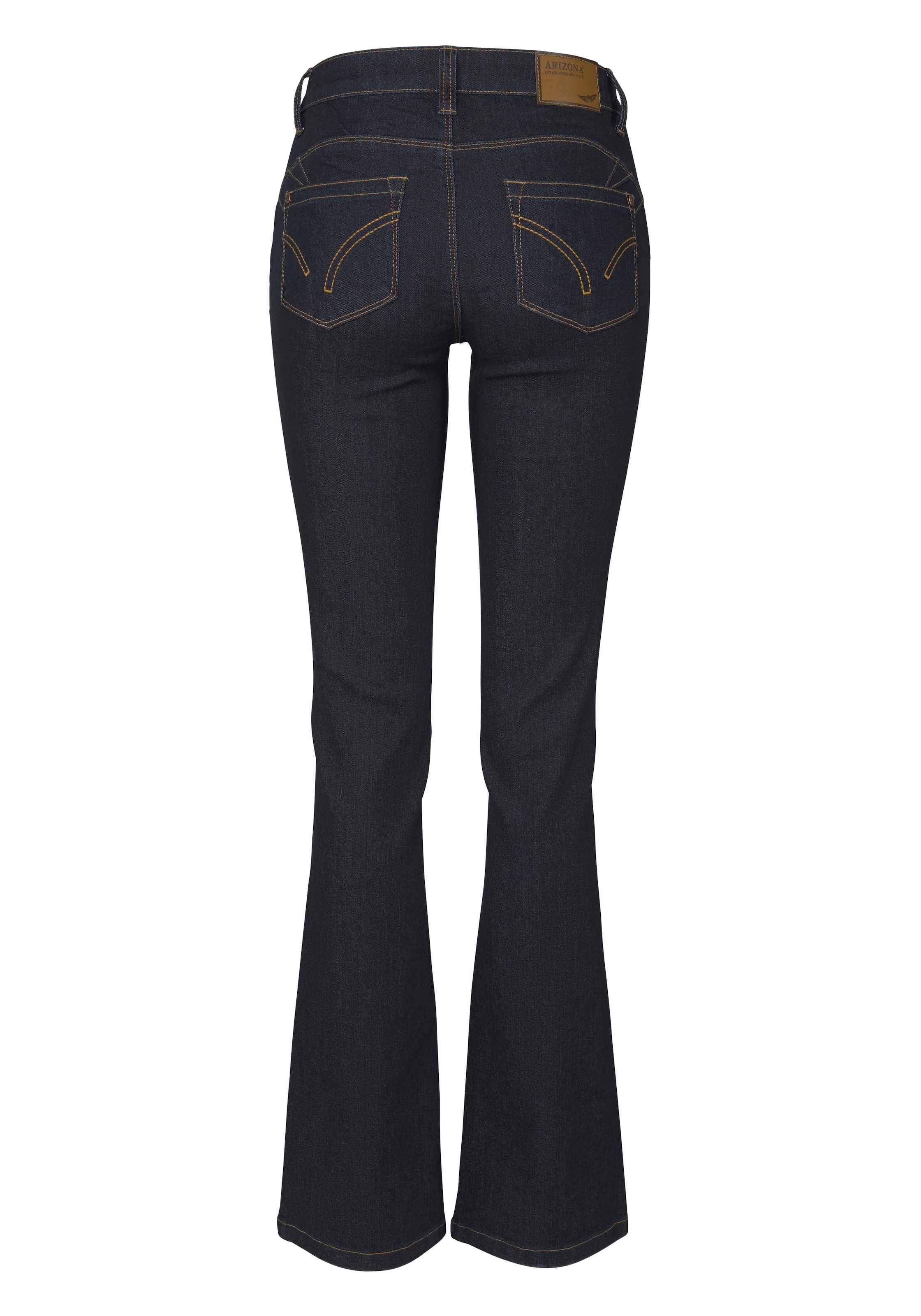 Arizona Bootcut-Jeans »Shaping«, bootcut, Kontrastnähte, Used-Look-Waschung, niedrige Leibhöhe