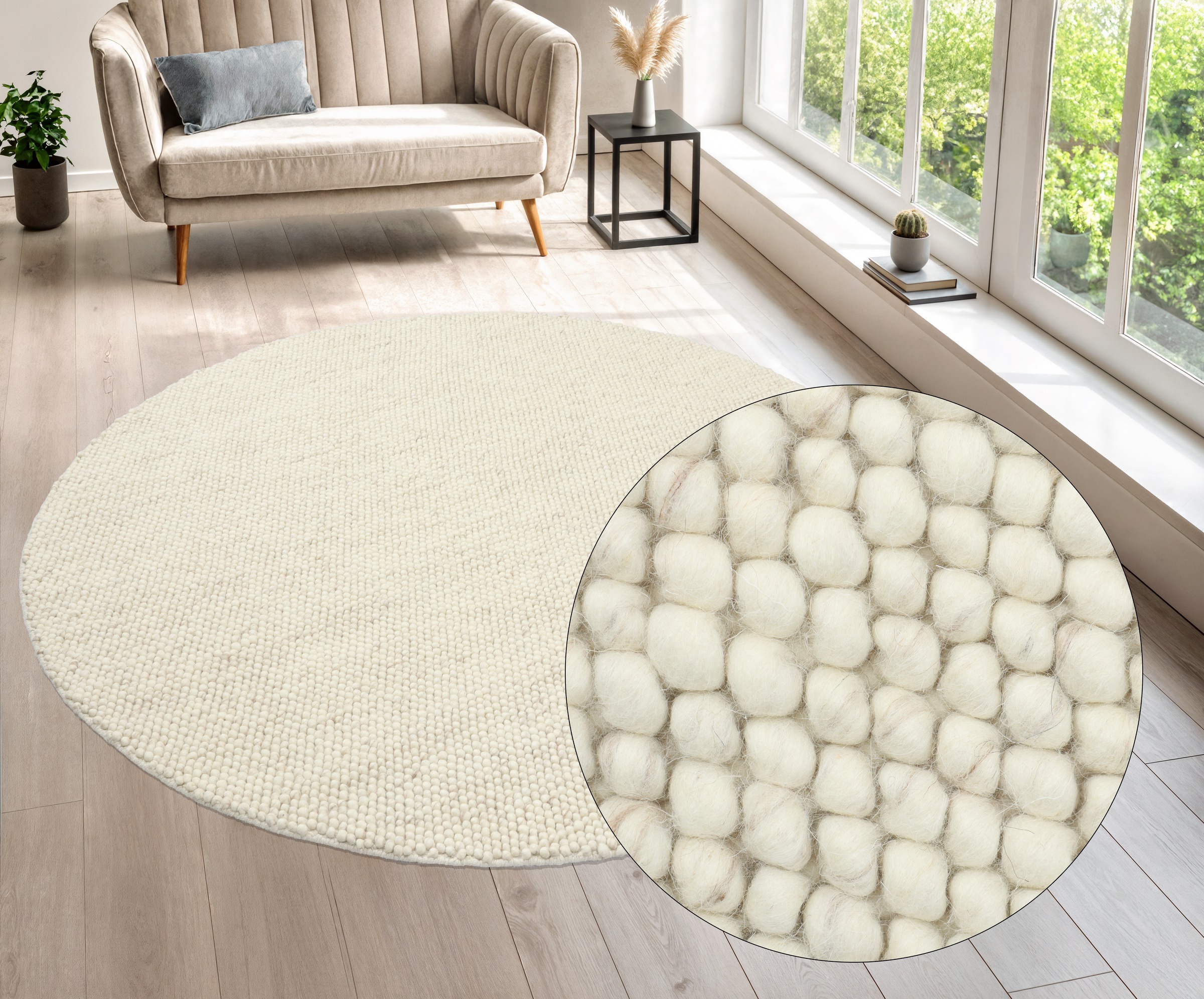 LeGer Home by Lena Gercke Teppich »Ainhoa, handgewebt, Wolle« rund 12 mm Hö günstig online kaufen