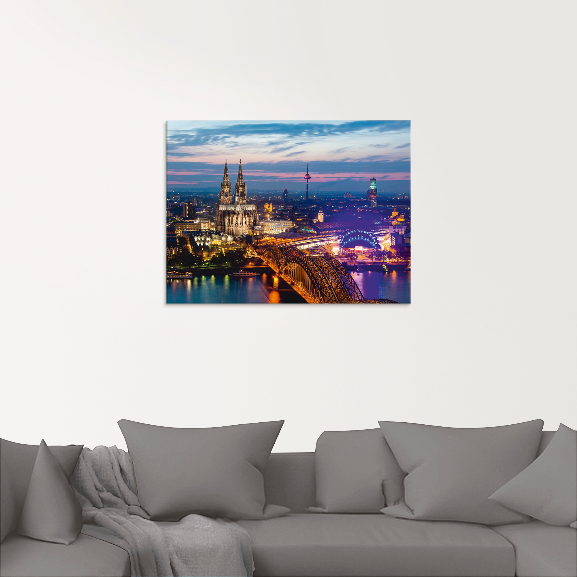 Artland Glasbild »Köln Panorama am Abend« Deutschland 1 Stk. tlg. in verschiedenen Größen