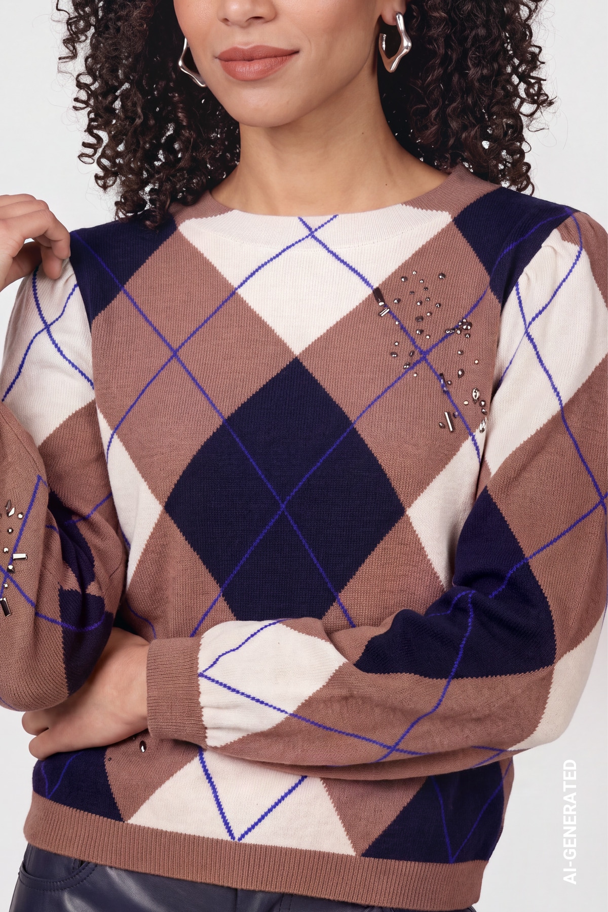 Monari Strickpullover Regular fit mit Rautenmuster
