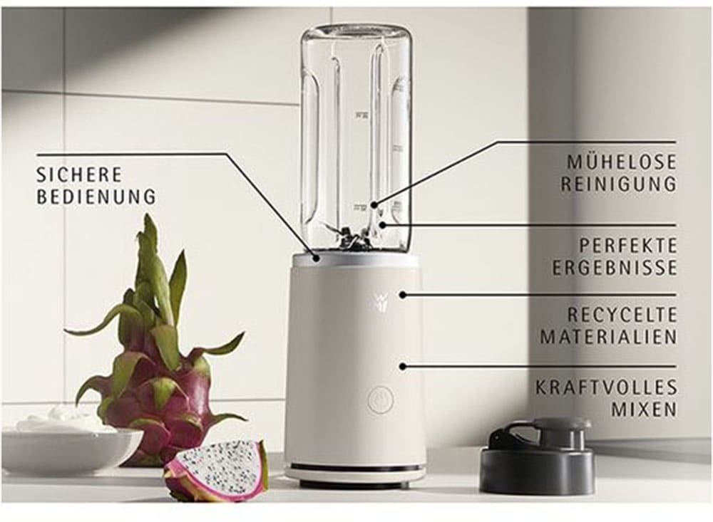 WMF Smoothie-Maker »Mix & Go Touch« 500 W recyceltes Material, auslaufsichere Trinkflasche, Einhandbedienung
