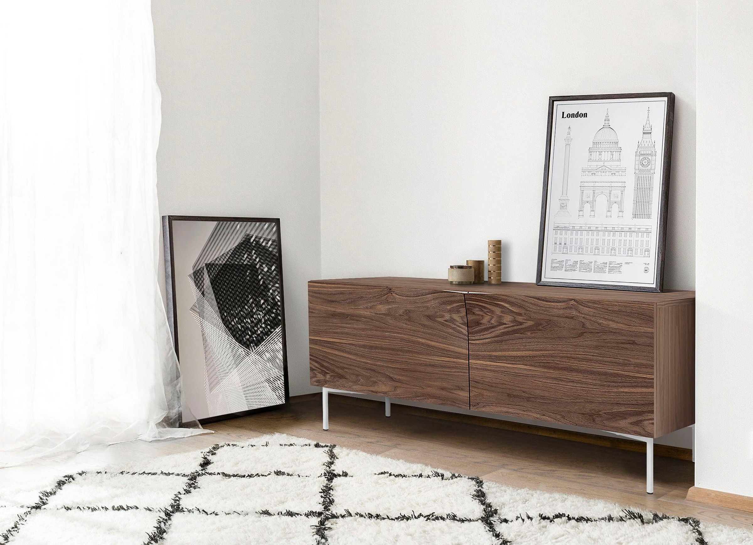 Woodman Sideboard, Kommode mit Holzfurnier aus Nussbaum