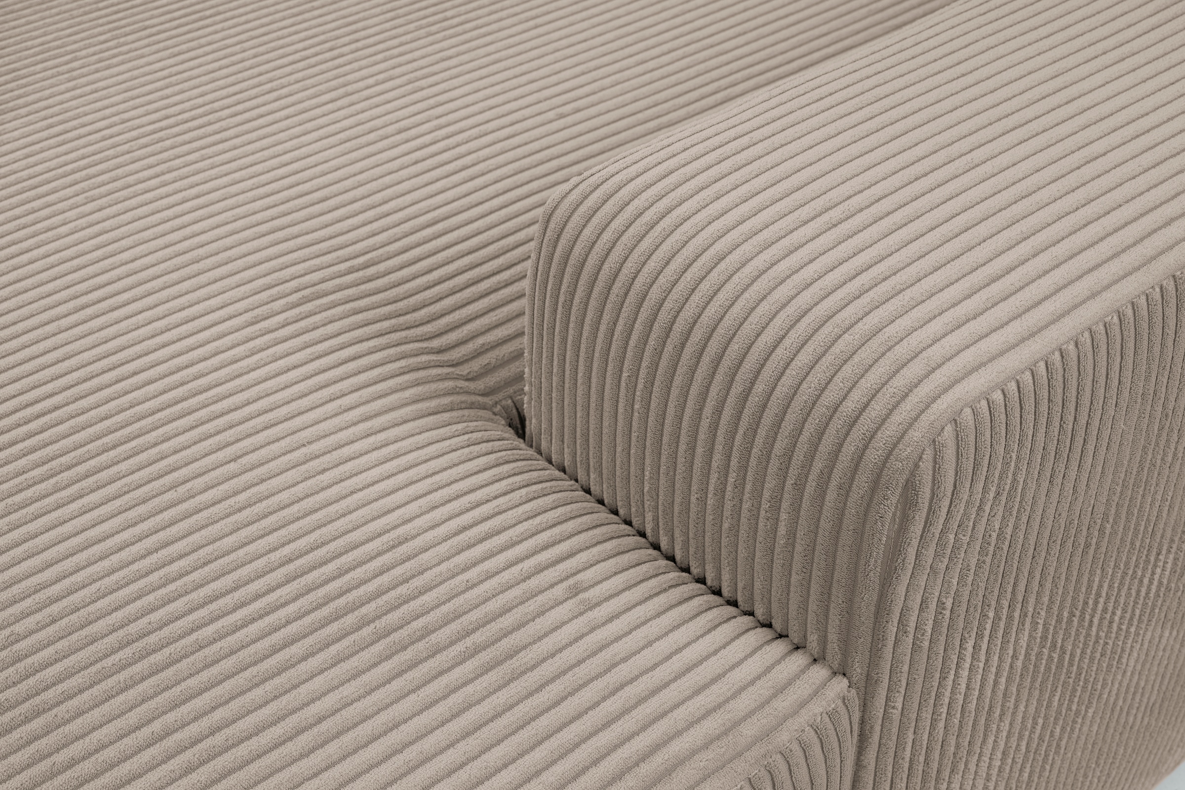 WERK2 Wohnlandschaft »Rotterdam-U, U-Form, in kuschelweichem Cord oder Breitcord«, Design Sofa mit Schlaffunktion & Bettkasten, Cord, Hellgrau/Beige