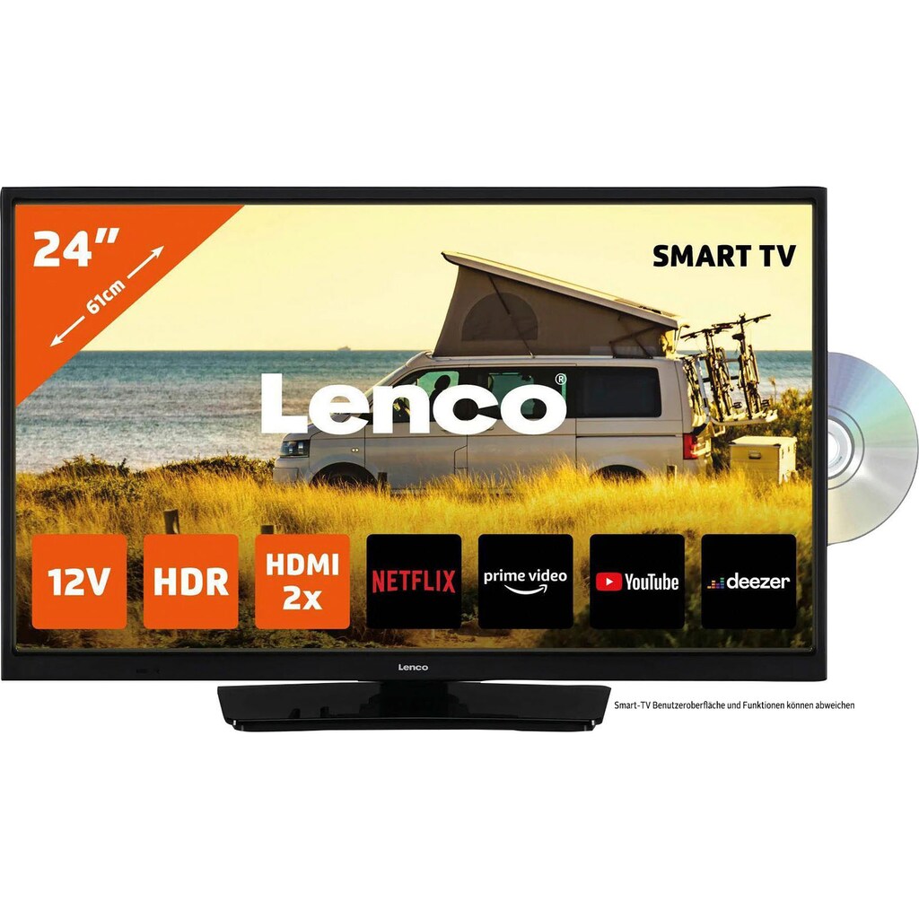 Lenco LCD-LED Fernseher »DVL-2483BK - Smart-TV mit DVD«, 61 cm/24 Zoll, HD, Smart-TV