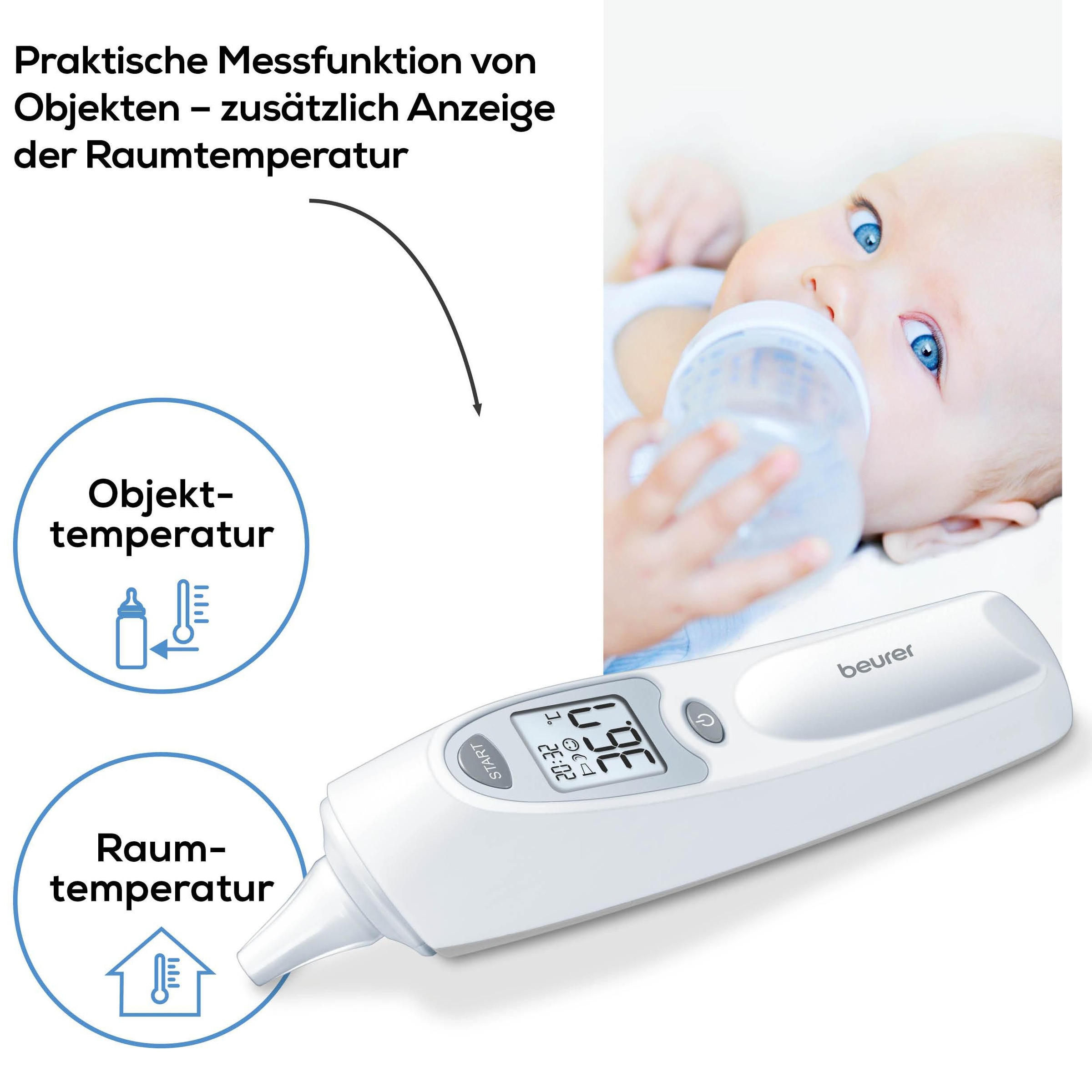 BEURER Ohr-Fieberthermometer »FT 58 mit Signalton bei Messende, Infrarot-Messtechnik«, Hygienische Messung dank Abwurf der Schutzkappe ohne Hautkontakt
