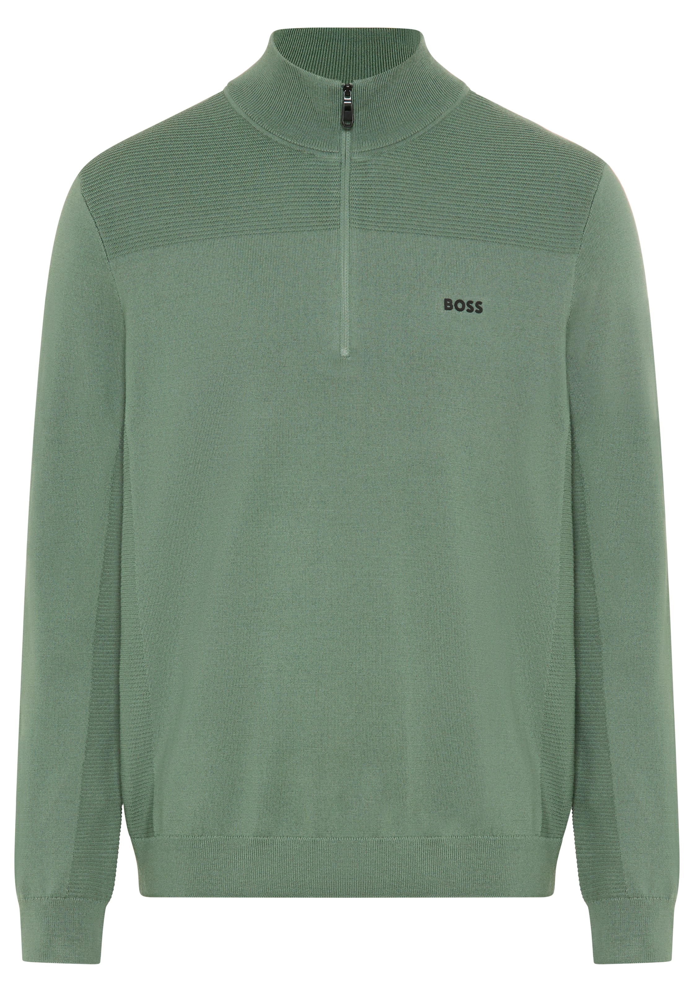 BOSS GREEN Strickpullover Stehkragen mit Reißverschluss, Regular Fit,