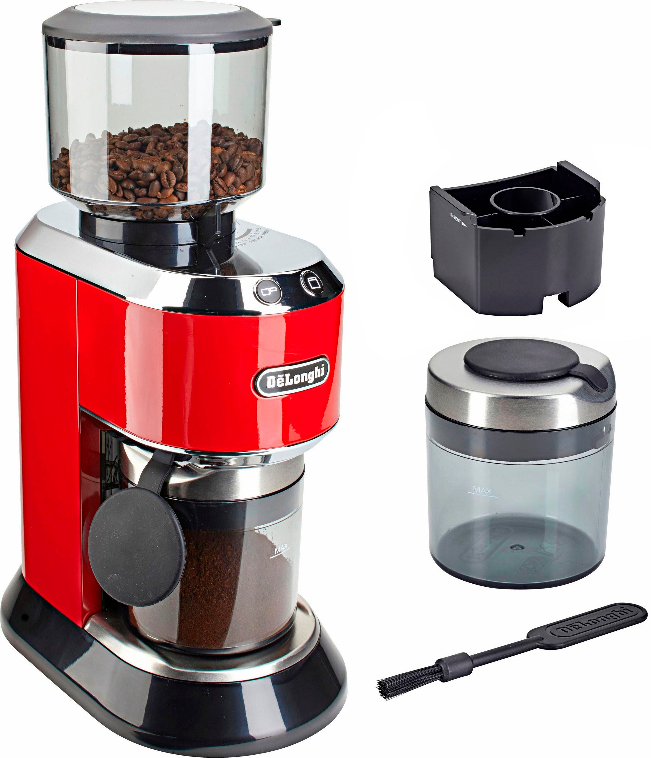 De\'Longhi Kaffeemühle KG520.R«, W, bestellen »Dedica 150 g Rechnung auf Bohnenbehälter 350 Kegelmahlwerk