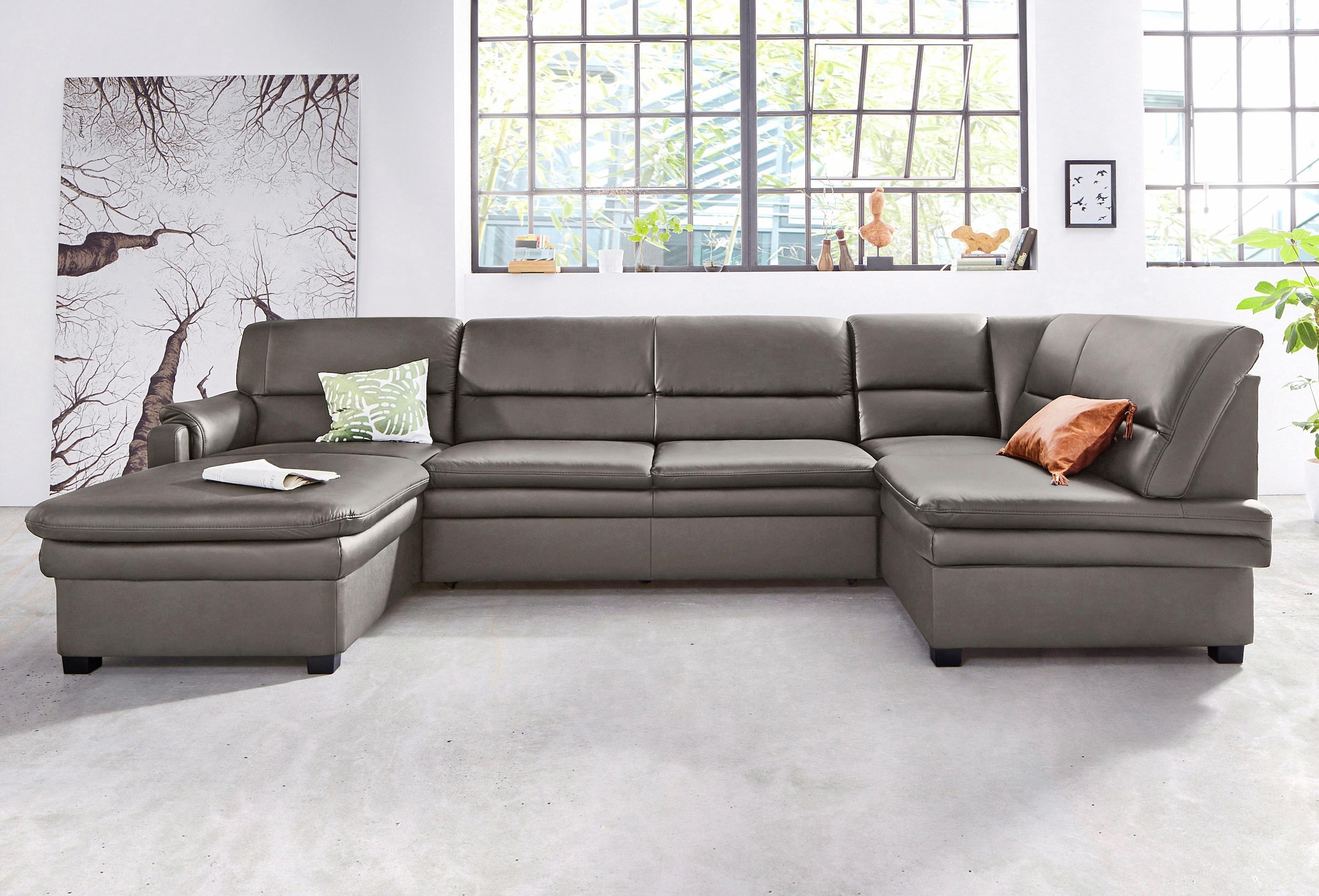 sit&more Wohnlandschaft »Pisa U-Form«, mit Federkern, wahlweise mit Bettfunktion