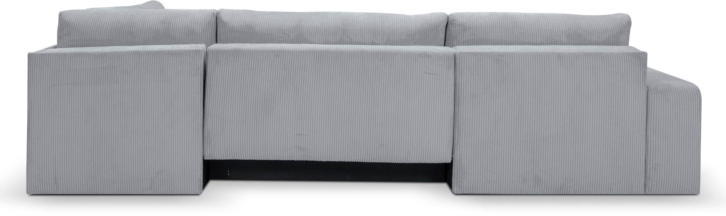 WERK2 Wohnlandschaft »Rotterdam-U, U-Form, in kuschelweichem Cord oder Breitcord«, Design Sofa mit Schlaffunktion & Bettkasten, Cord, Grau