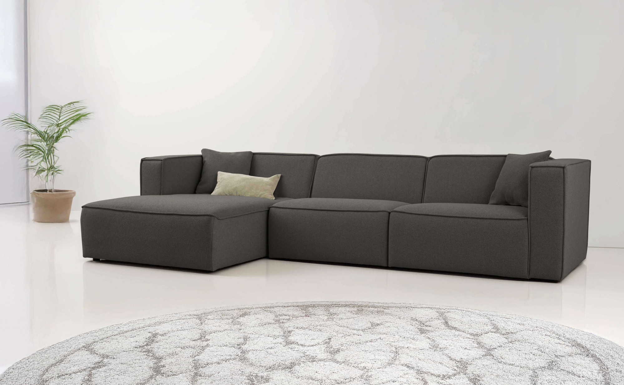 OTTO home Ecksofa »Tammie« Breite 312 cm, Webstoff fein, bodentief, mit Wellenunterfederung