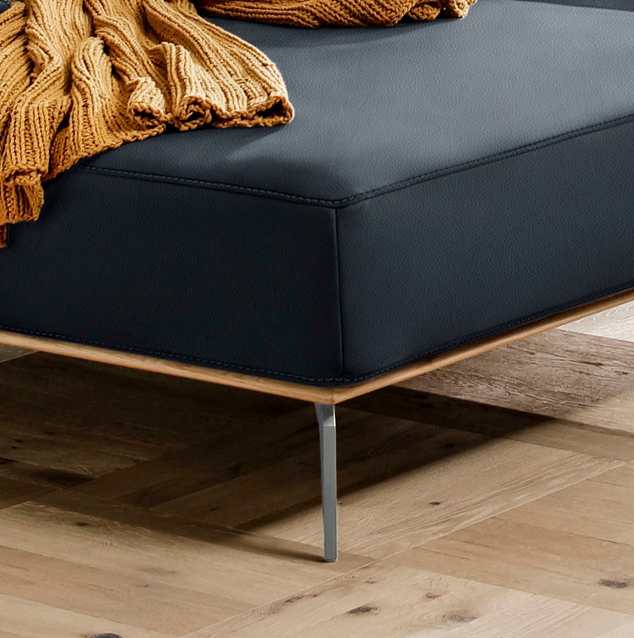 W.SCHILLIG Ecksofa »run, Designsofa mit tollem Sitzkomfort, bequem, L-Form«, mit elegantem Holzsockel, Füße in Silber matt, Breite 319 cm