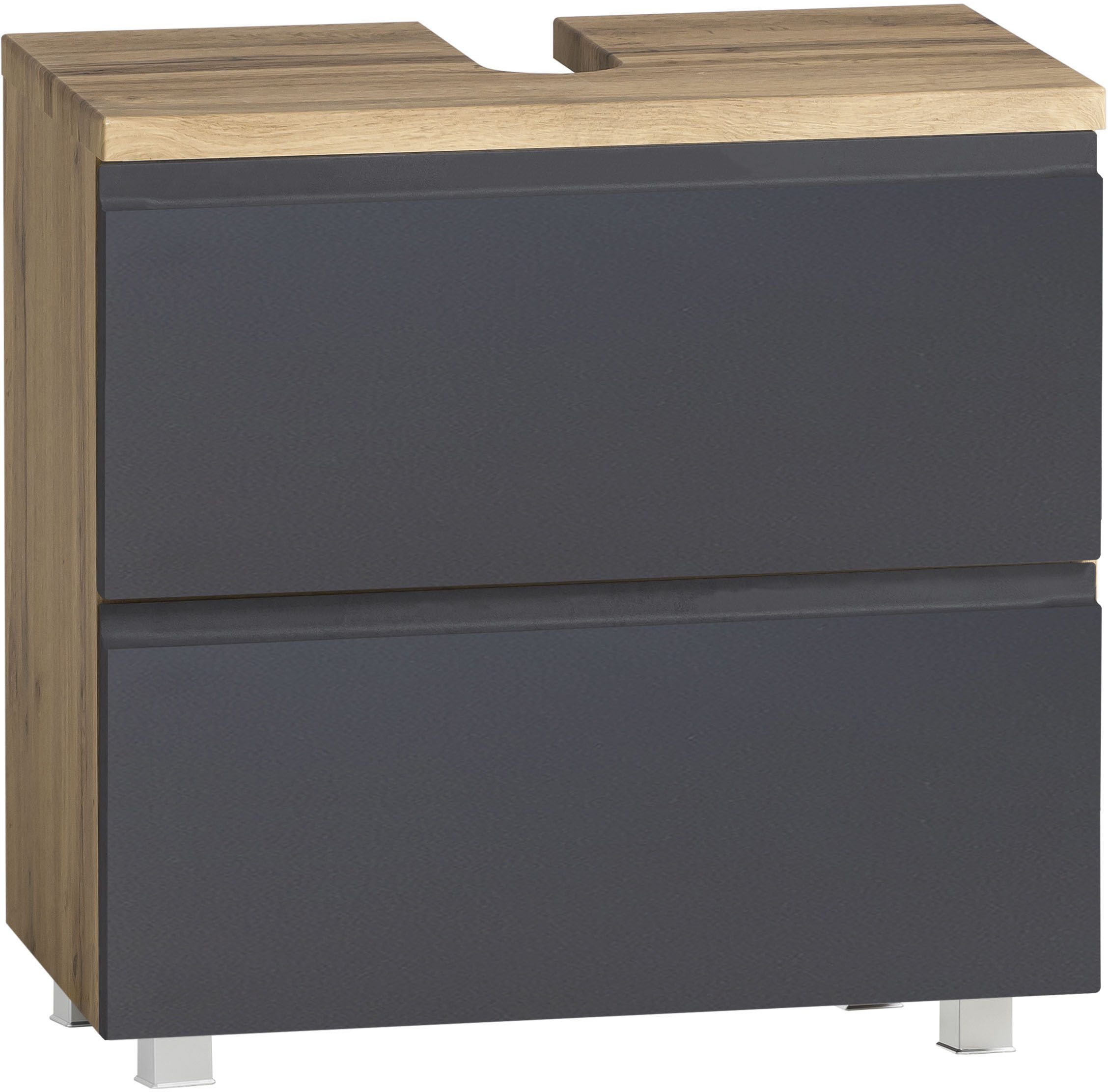 Waschbeckenunterschrank „Sölden“, Matt grau B/H/T: 60 cm x 56 cm x 35 cm