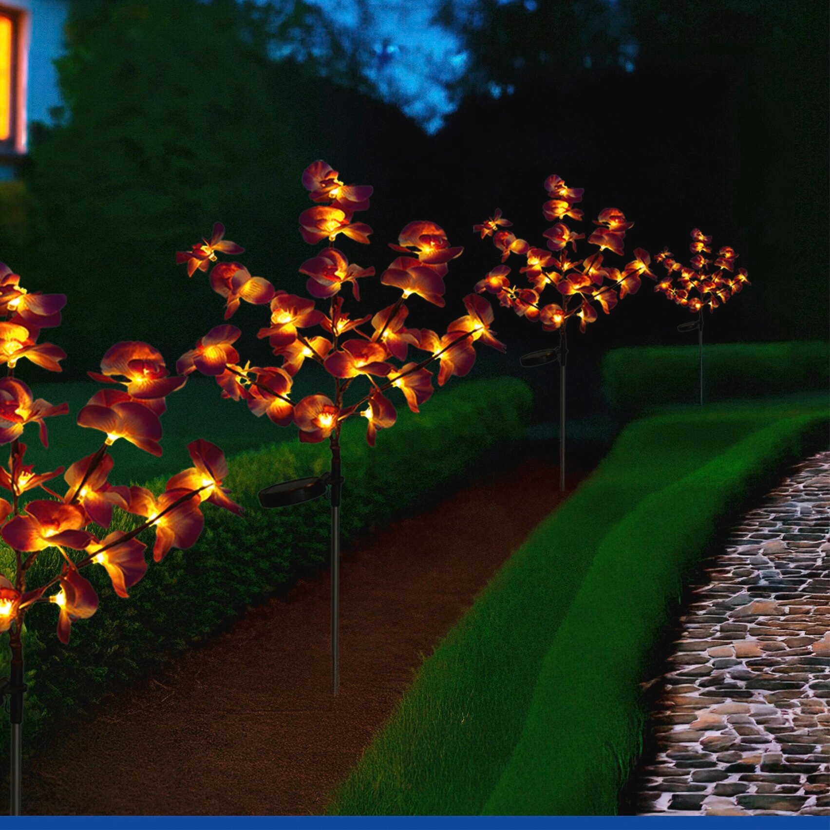 Maximex LED Gartenleuchte »Modell Orchidee« 2 Stk. Extra-Warmweiß LED Gartenstecker, solarbetriebene Gartenbeleuchtung, 2 Einstellungen