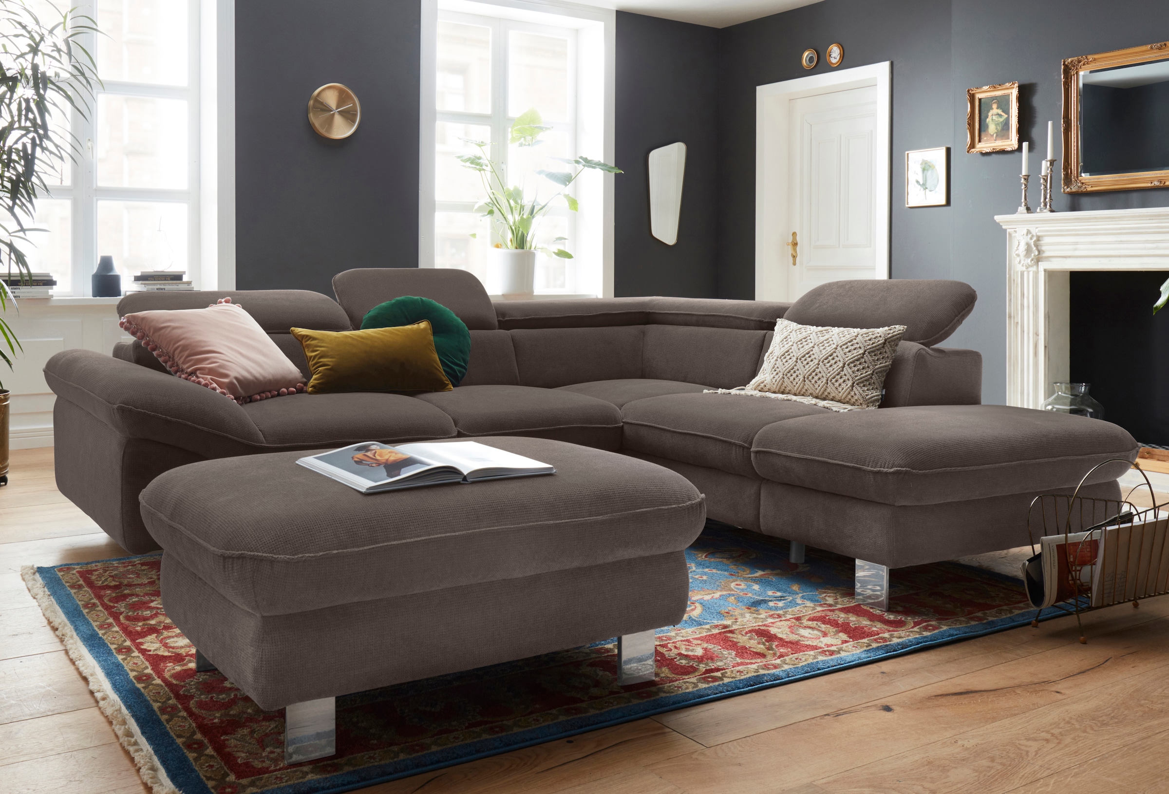 COTTA Polstergarnitur »Driver L-Form«, (Set, 2 tlg.), Set bestehend aus: Ecksofa mit Kopfteilverstellung & Hocker