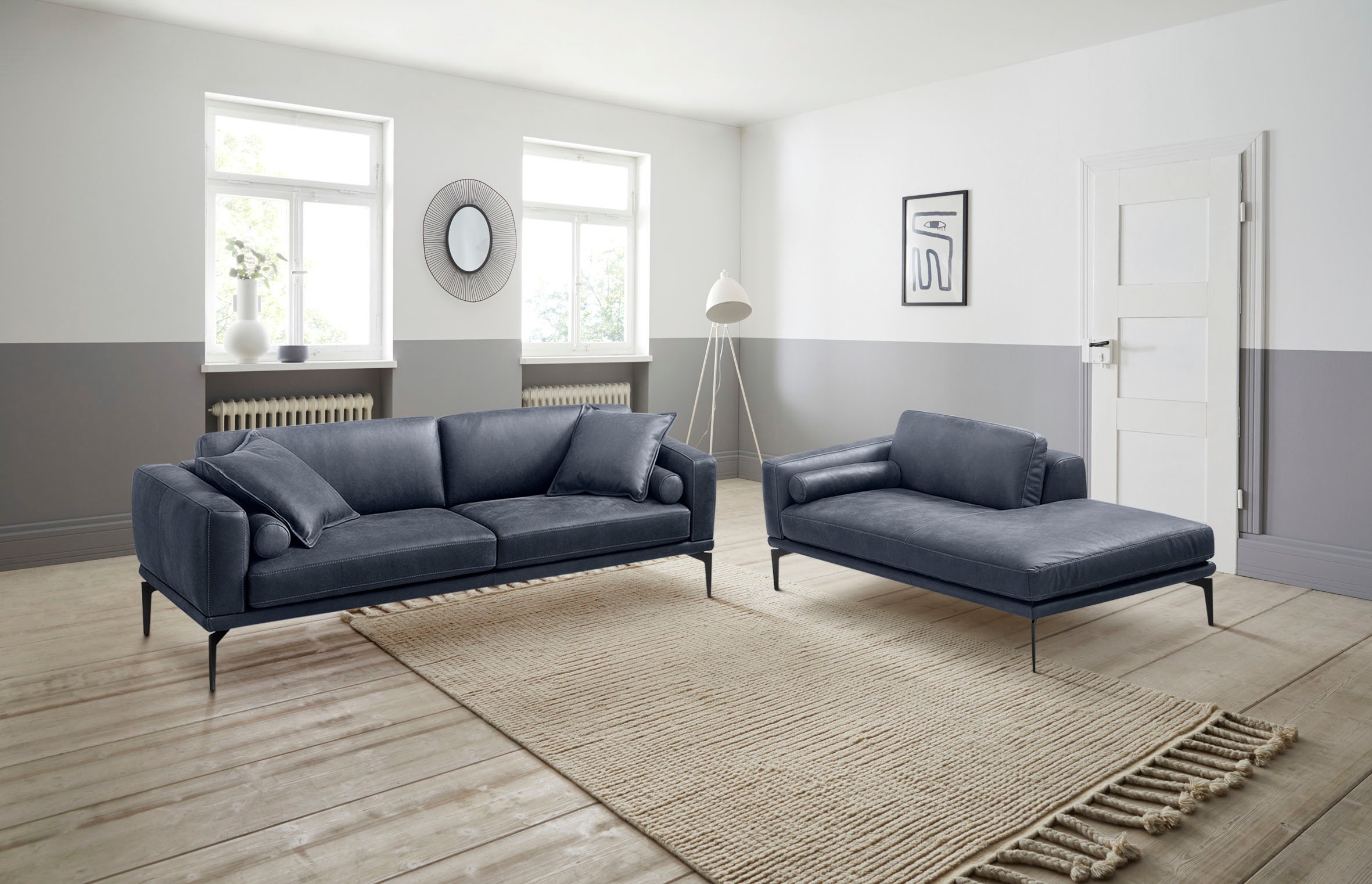 Egoitaliano Polstergarnitur »Masu, Design trifft sensationellen Sitzkomfort«, Höhe der Rückenkissen und Sitztiefe verstellbar, 3 Rollkissen