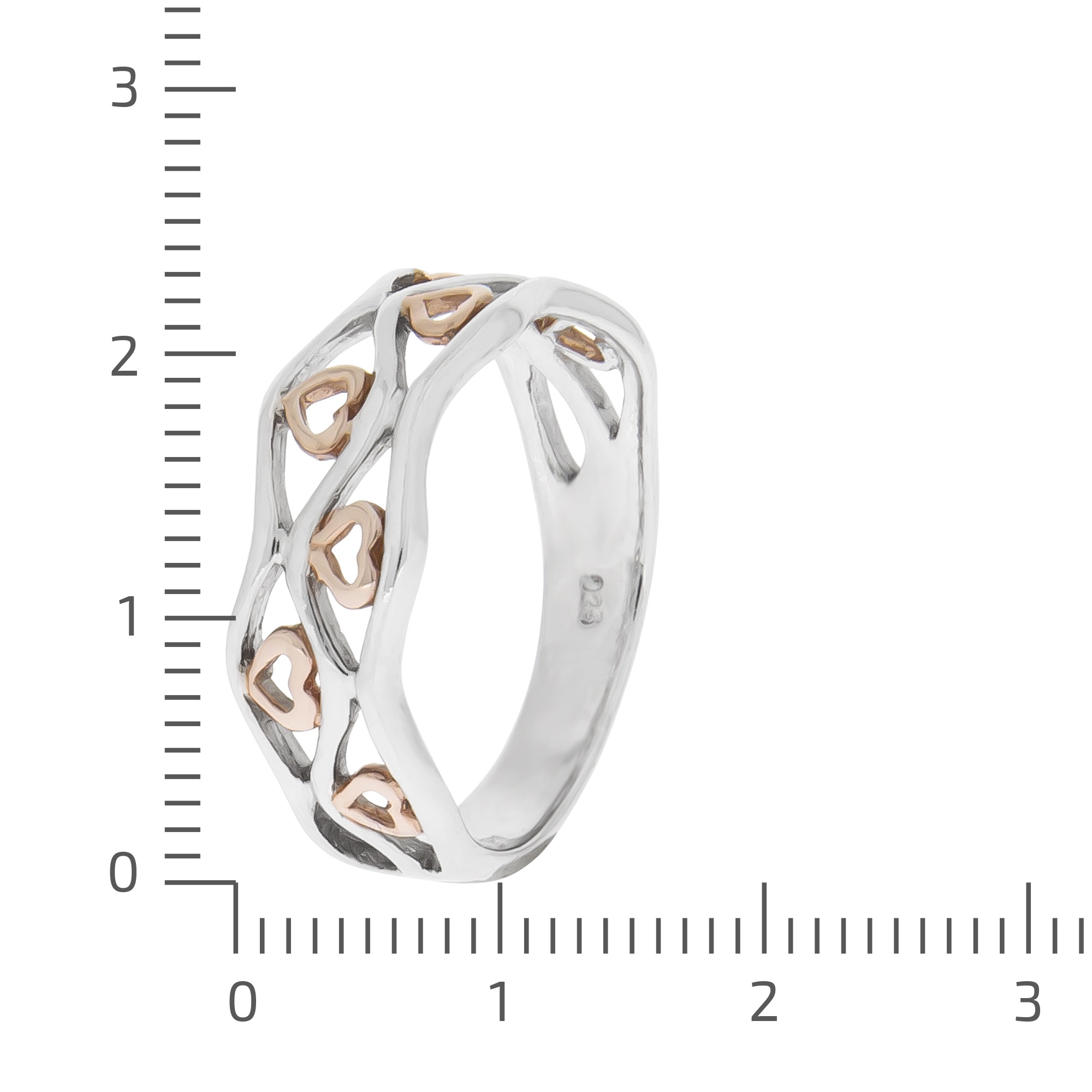 Zeeme Fingerring »Silber 925 zweifarbig mit Herz-Motiven«