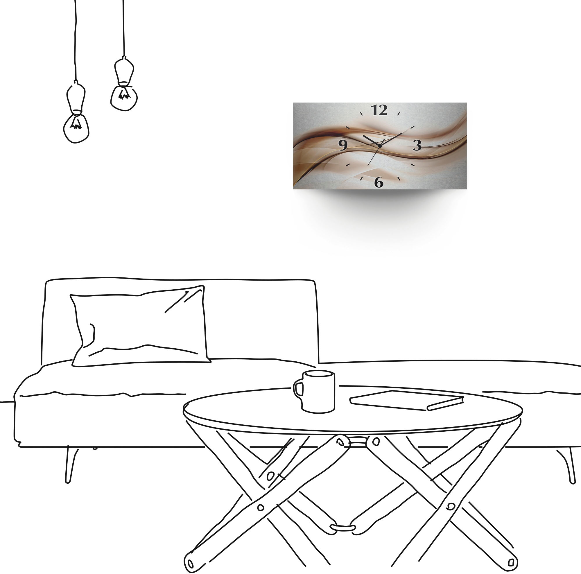 Artland Wanduhr »Braune abstrakte Welle« 3D Optik gebogen, mit Quarz- oder Funkuhrwerk, versch. Größen