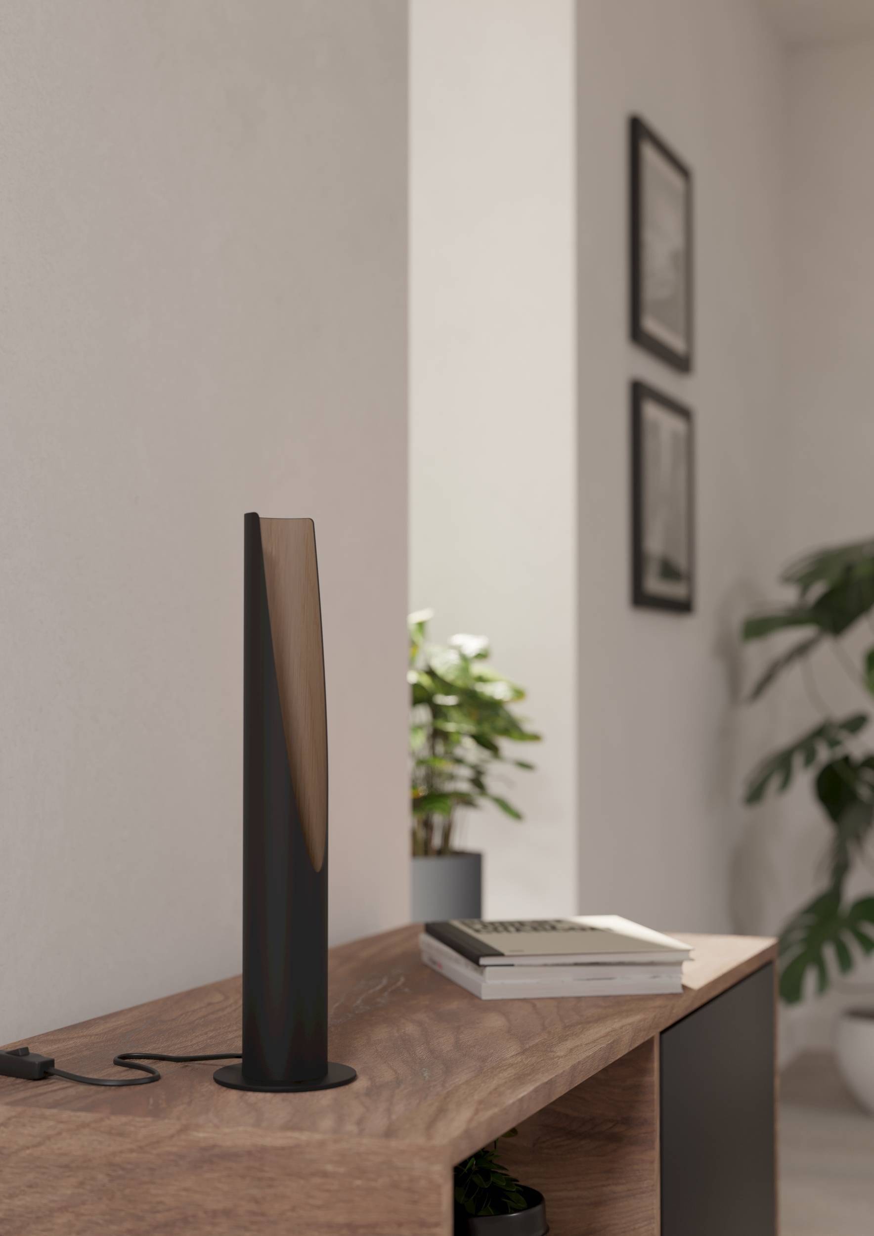 EGLO Tischleuchte »Barbotto Tischlampe, Wohnzimmerlampe, Metall und Holz, GU10, Lampe« GU10 1 Stk. Tischleuchte - H39,5 x Ø6 cm - schwarz, braun - 1X4,5W inkl.