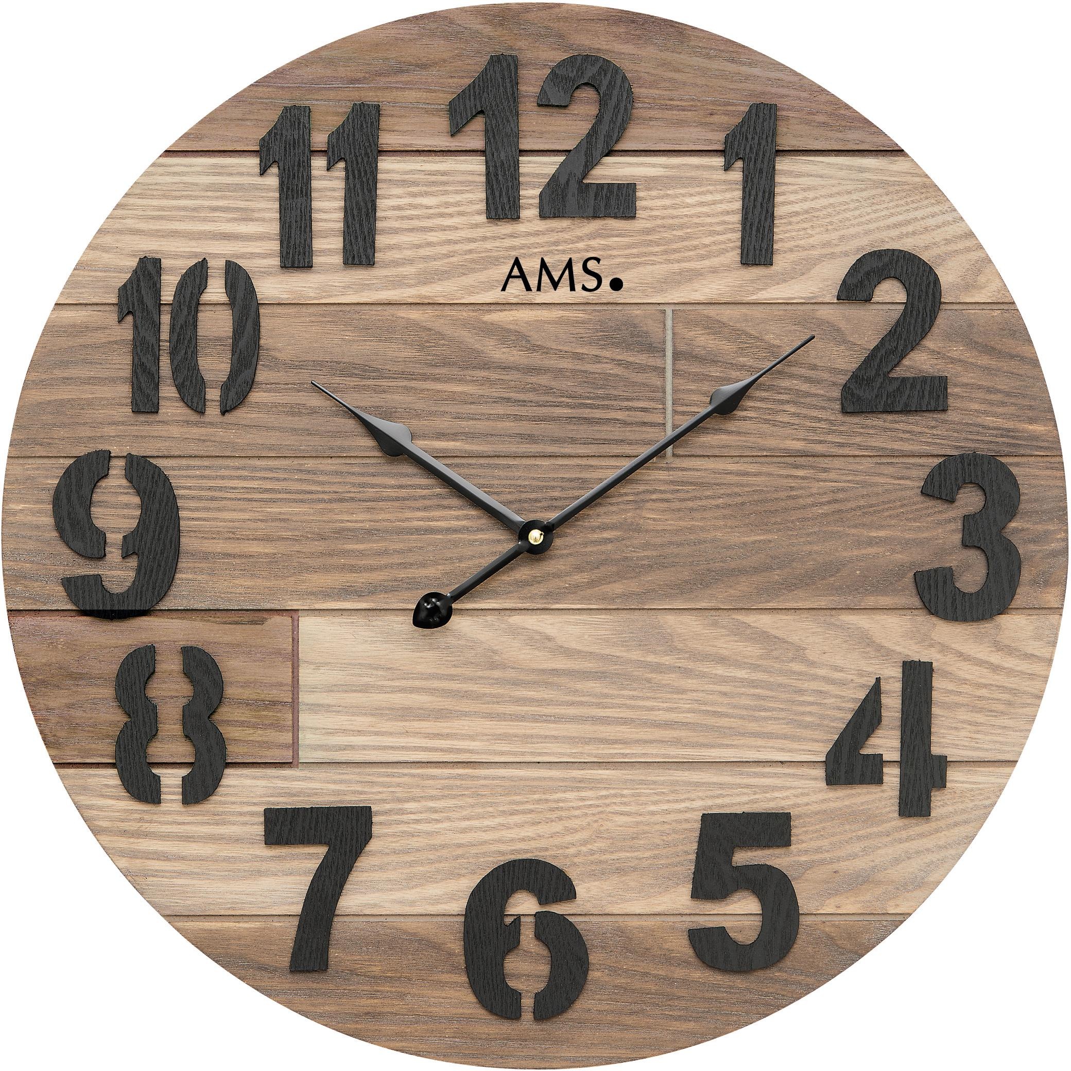 AMS Wanduhr »W9569«, Quarzuhr,Holz,Wohnzimmer,Esszimmer,Küche,Arbeitszimmer günstig online kaufen