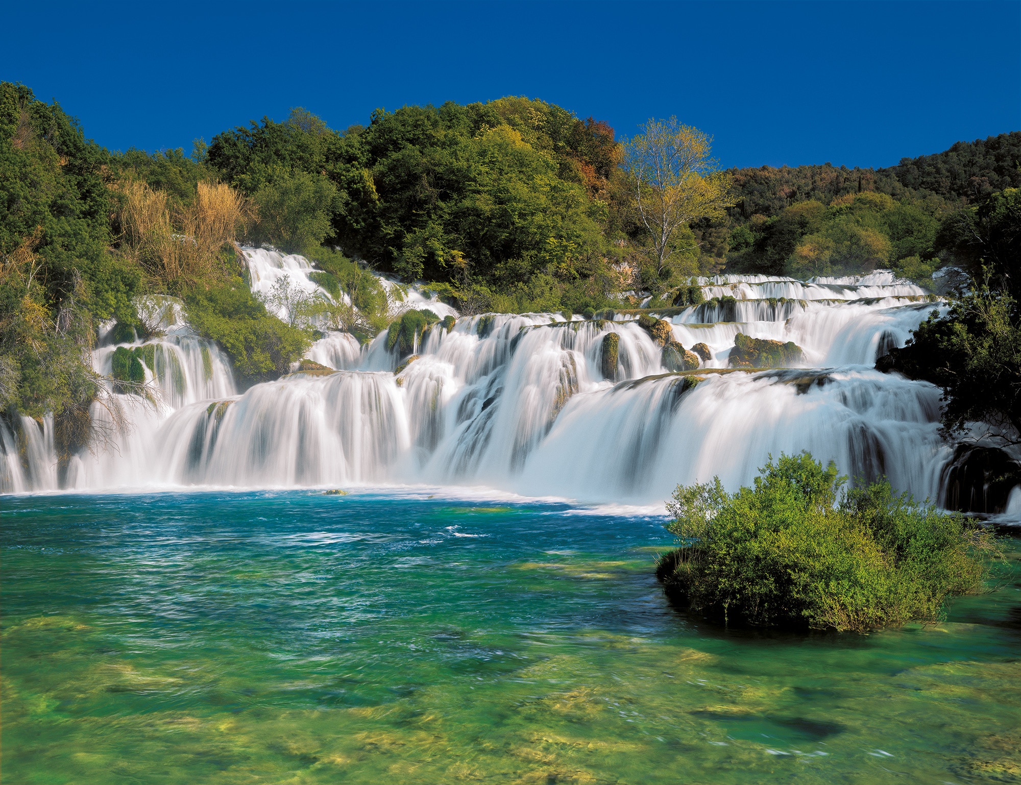 Sanders & Sanders Fototapete Wasserfälle Grün und Blau 368 x 254 cm 612203 günstig online kaufen