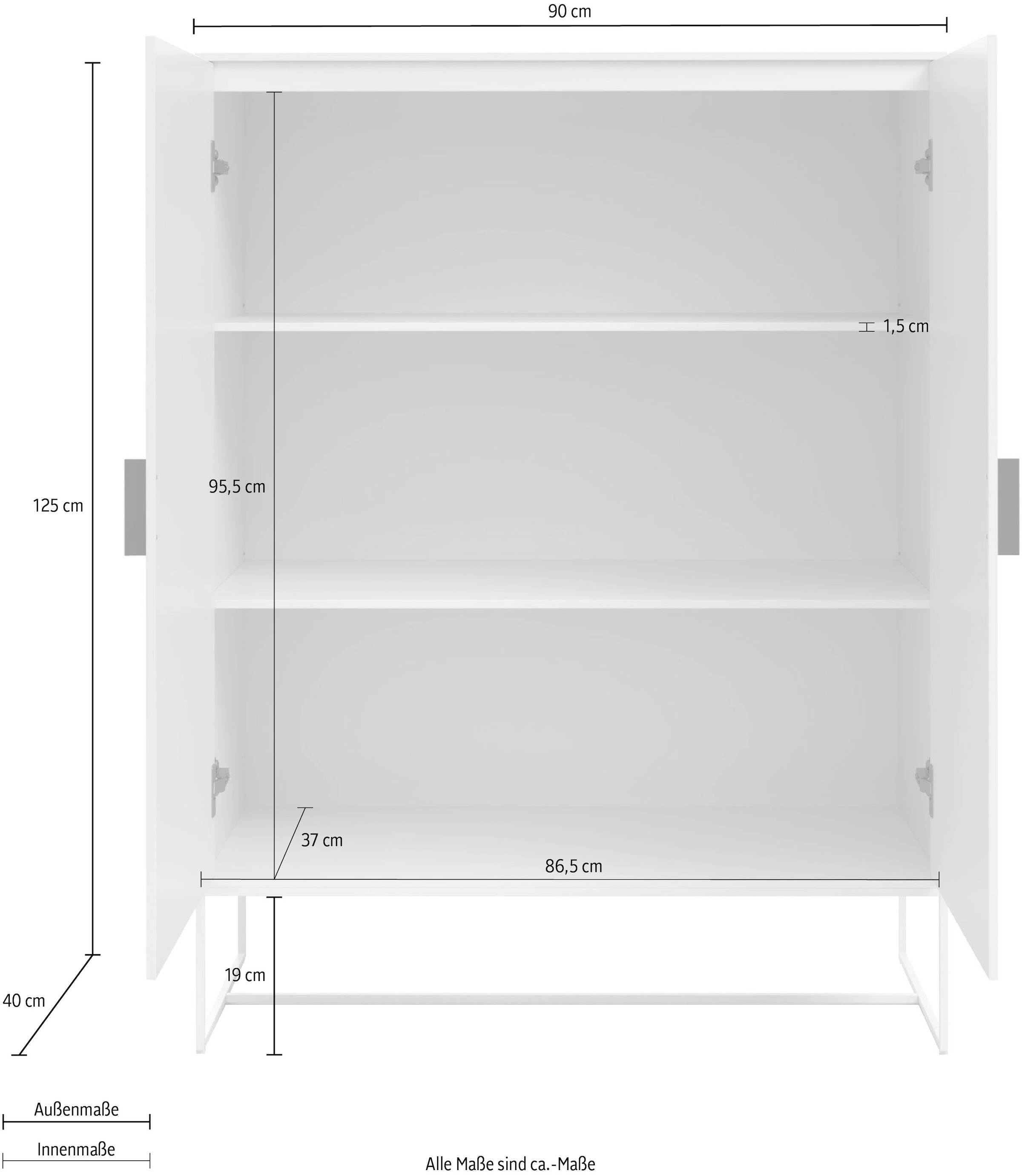 Places of Style Highboard »Abito«, Midischrank mit Drehtüren und 2 Einlegeböden, Breite 90 cm