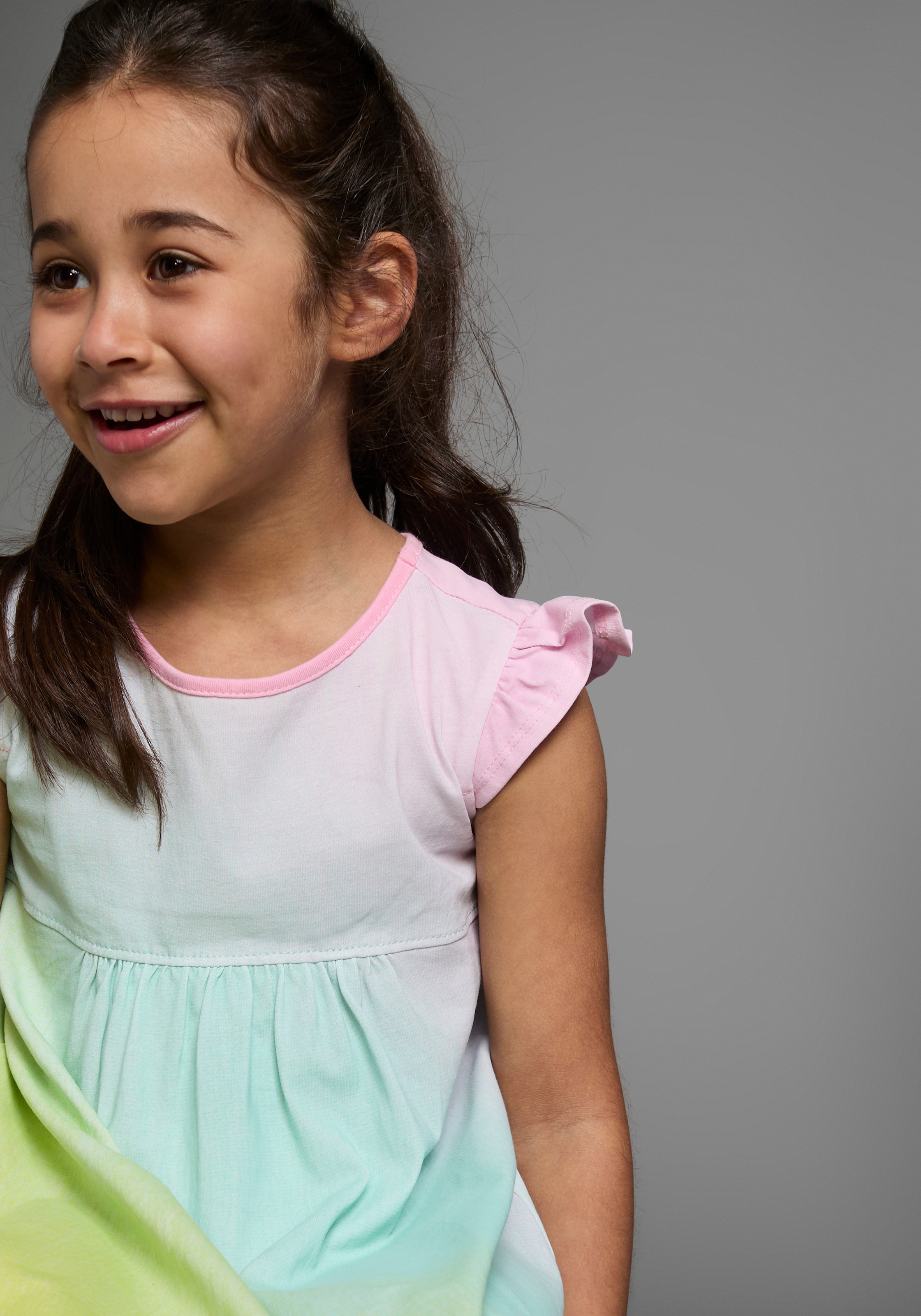 KIDSWORLD Jerseykleid »in Regenbogenfarben«, kniefreie Länge, weit ausgestellter Schnitt, aus Baumwolle
