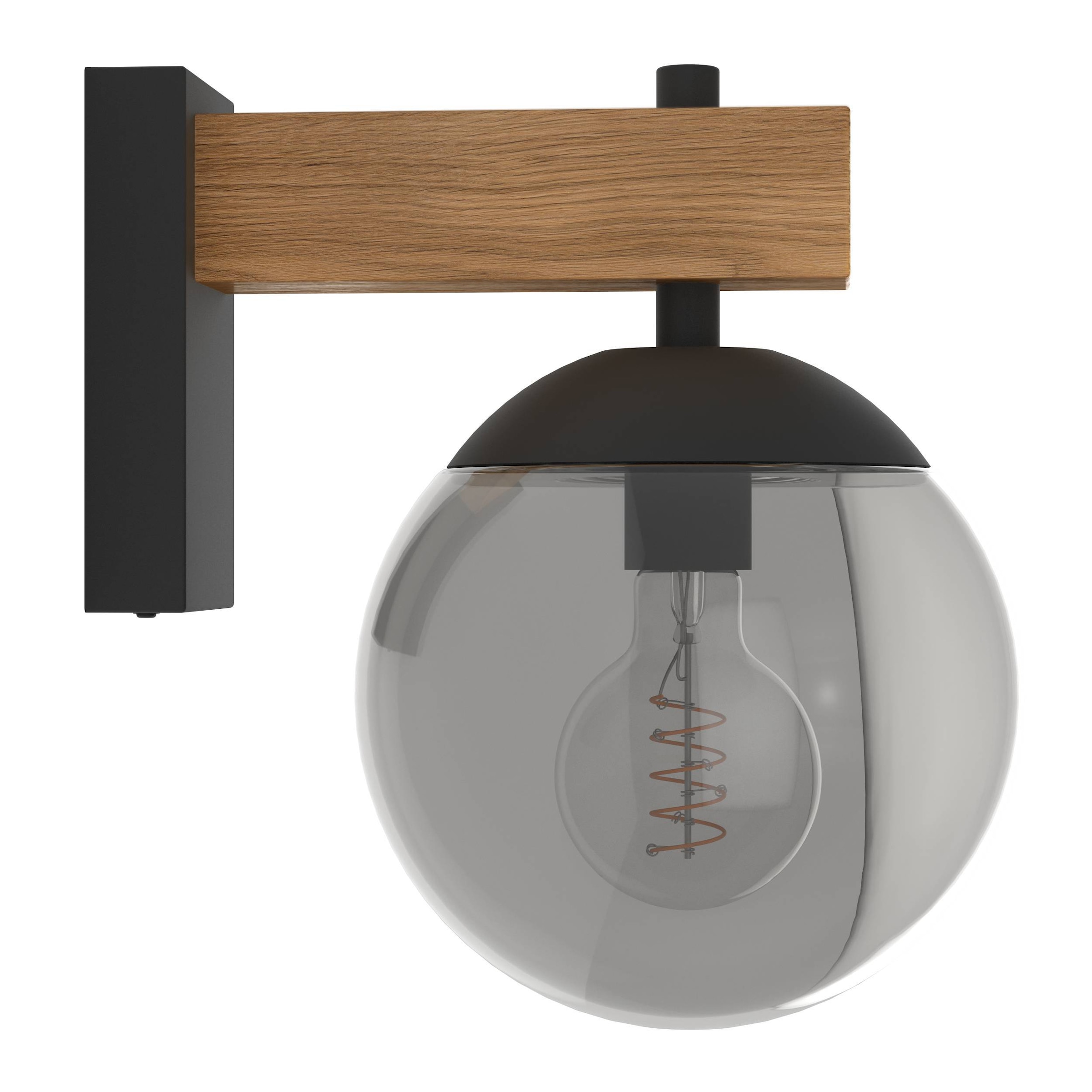 EGLO Wandleuchte »Bufalata Wandlampe, Außenleuchte, Metall, Kunststoff, Kugel, E27, IP44« E27 1 Stk. Wand-/Deckenleuchte - L20 x H29 x AL27,5 cm - schwarz, braun