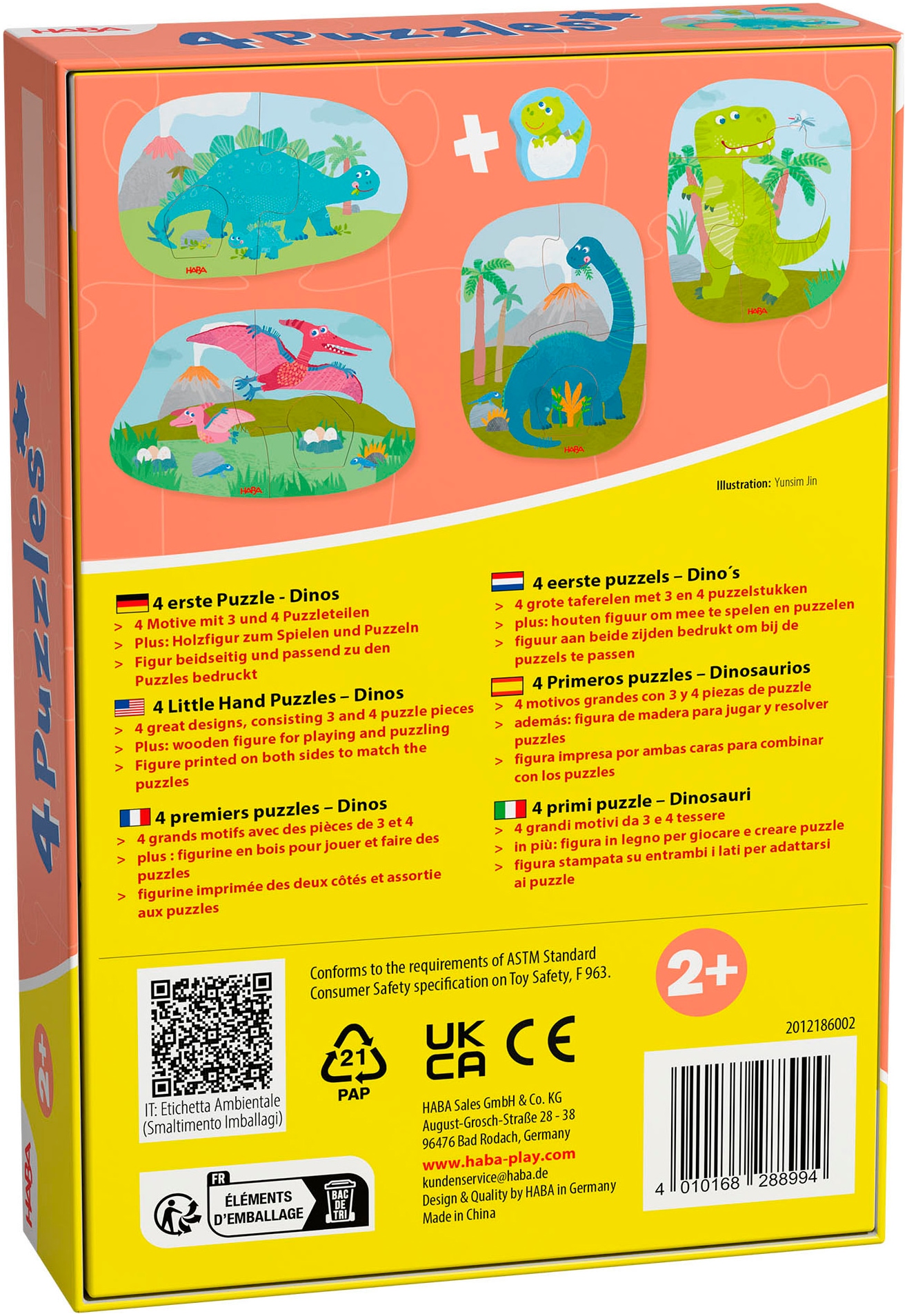 Haba Puzzle »4 erste Puzzles Dinos«, (14 tlg.)