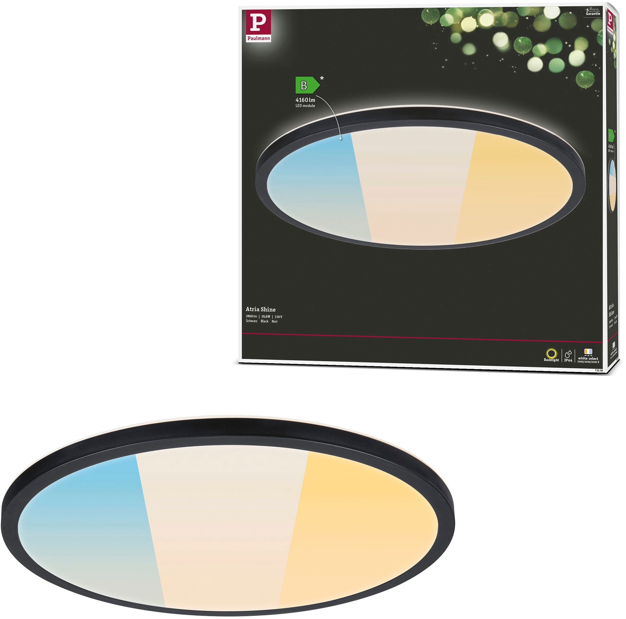 Paulmann LED Deckenleuchte »LED Panel Atria Shine IP44 rund 398mm White Swi günstig online kaufen