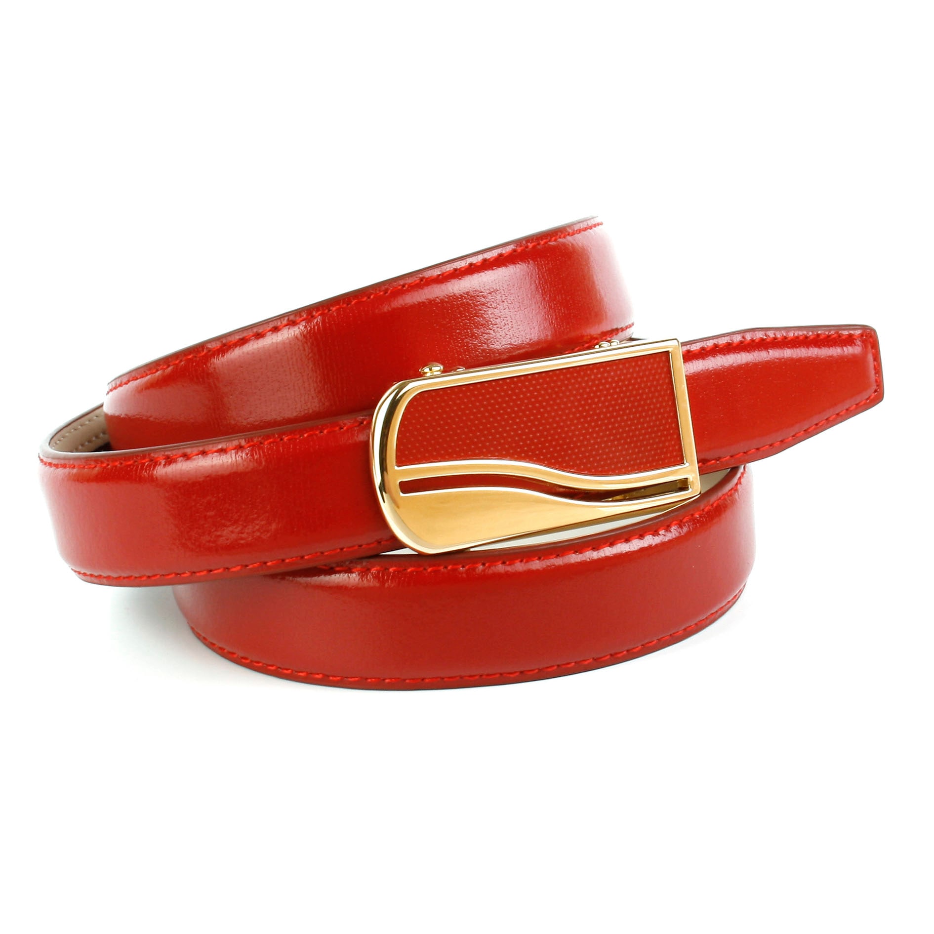Anthoni Crown Ledergürtel, 2,4 cm femininer Ledergürtel in rot