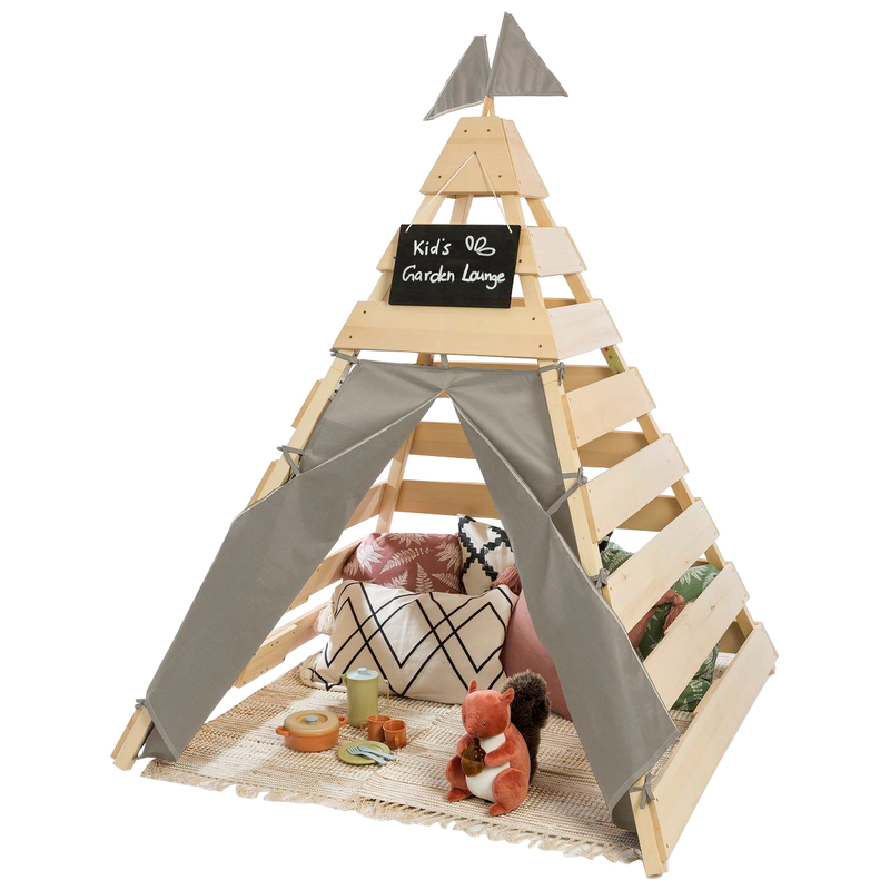 MUDDY BUDDY Spielhaus »Tipi-Zelt Dreamer« Holzschutz vorbehandelt, BxTxH: 135x135x170 cm, FSC - schützt Wald natur - warmgrau
