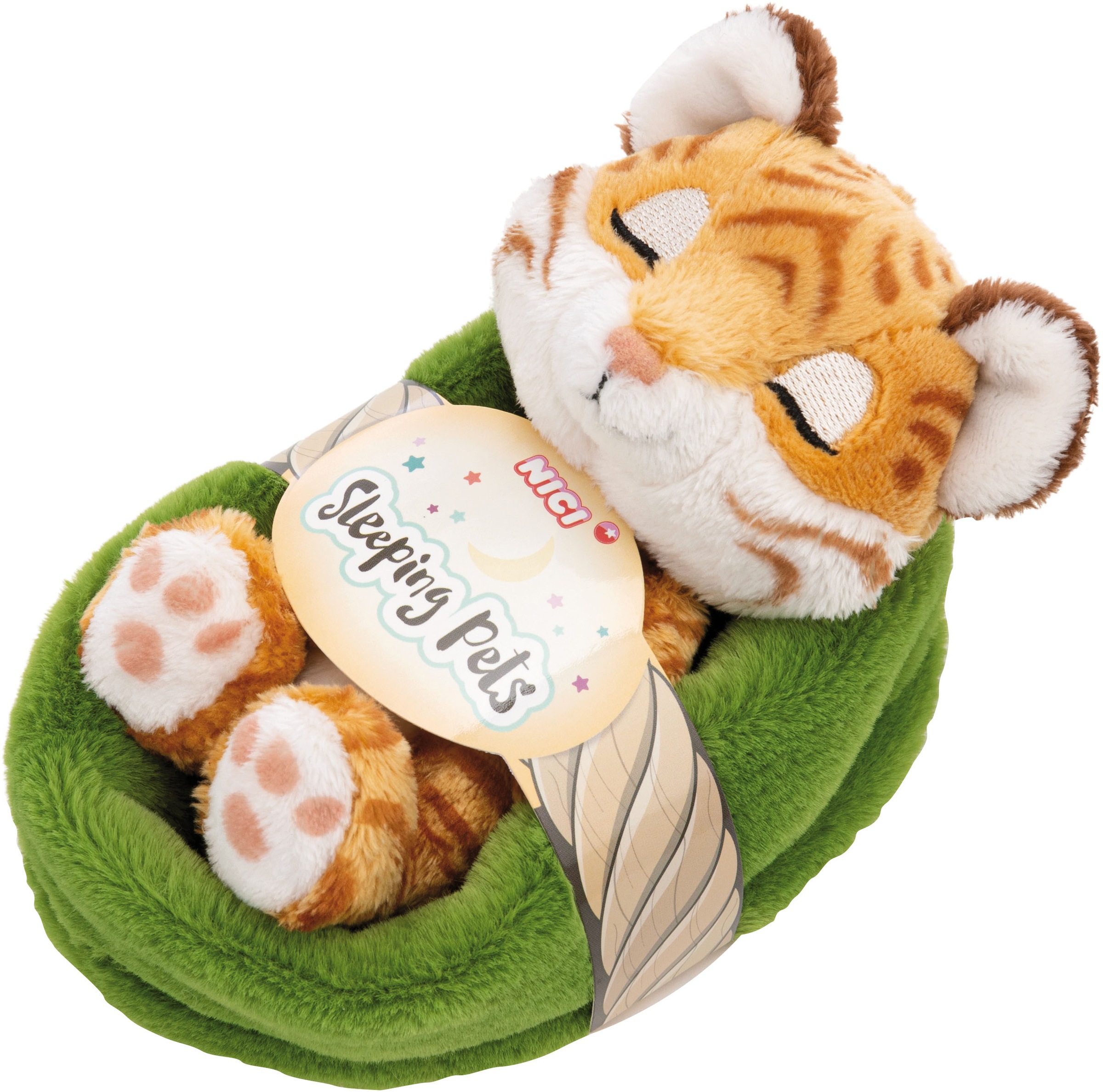 Nici Kuscheltier »Sleeping Pets, Tiger, 12 cm« im Körbchen