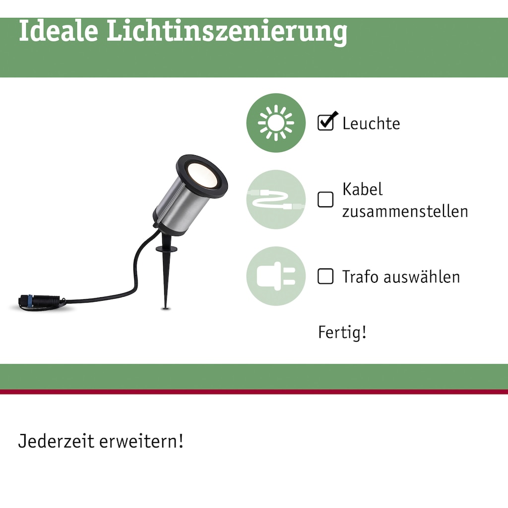 Paulmann LED Gartenstrahler »Plug & Shine«, 1 flammig-flammig, LED-Modul, 3000K 24V IP65 Anthrazit