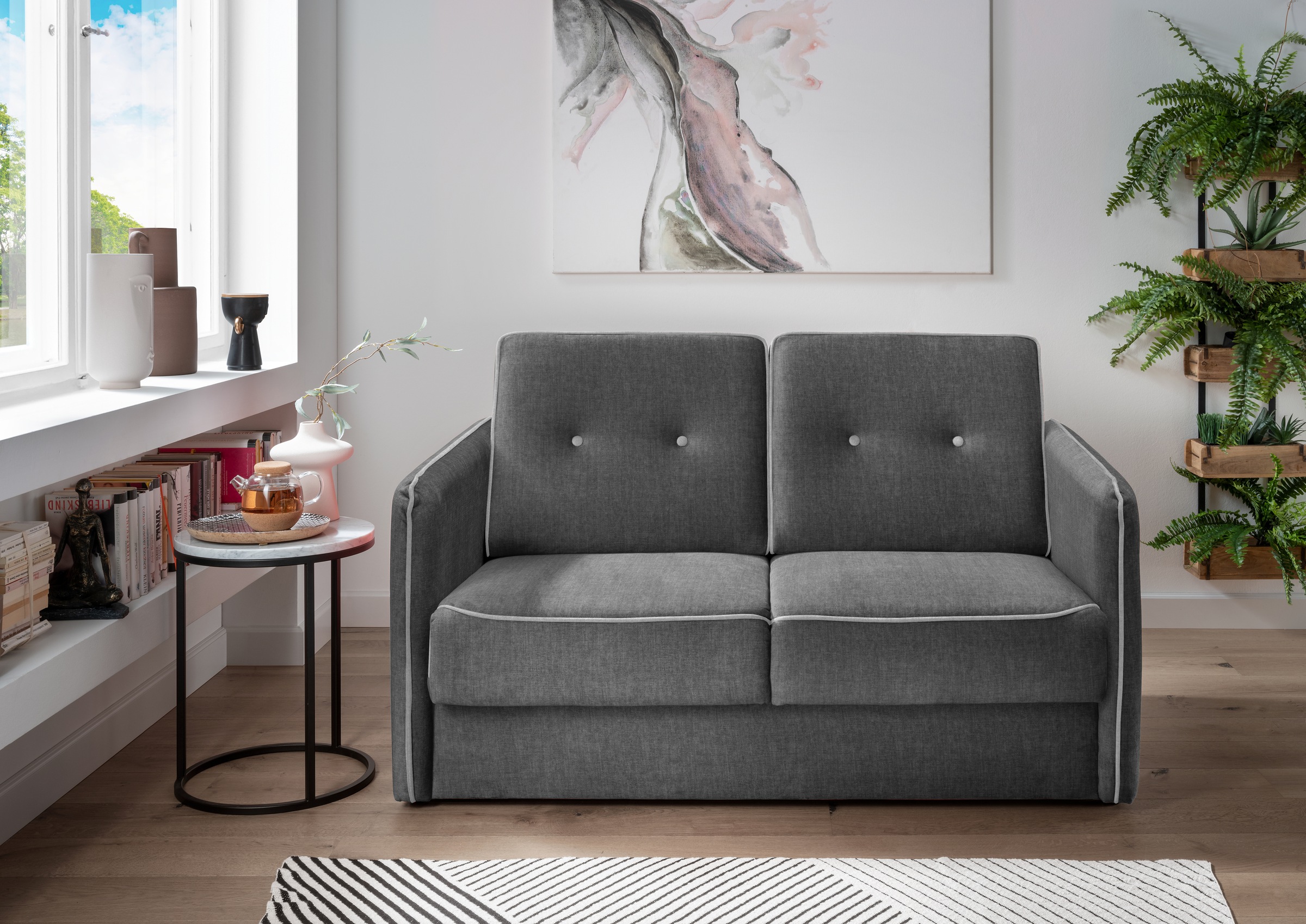 Home affaire Schlafsofa »Merina«, mit zweigeteilter Bettfunktion, Auszug nach vorn, Federkern