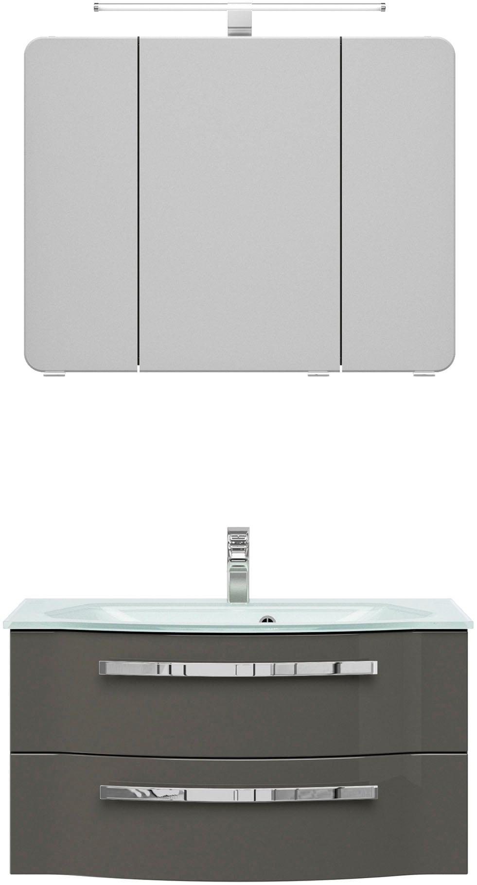 Saphir Badmöbel-Set »Serie 4005, vormontiert, Glaswaschbecken, Spiegelschra günstig online kaufen