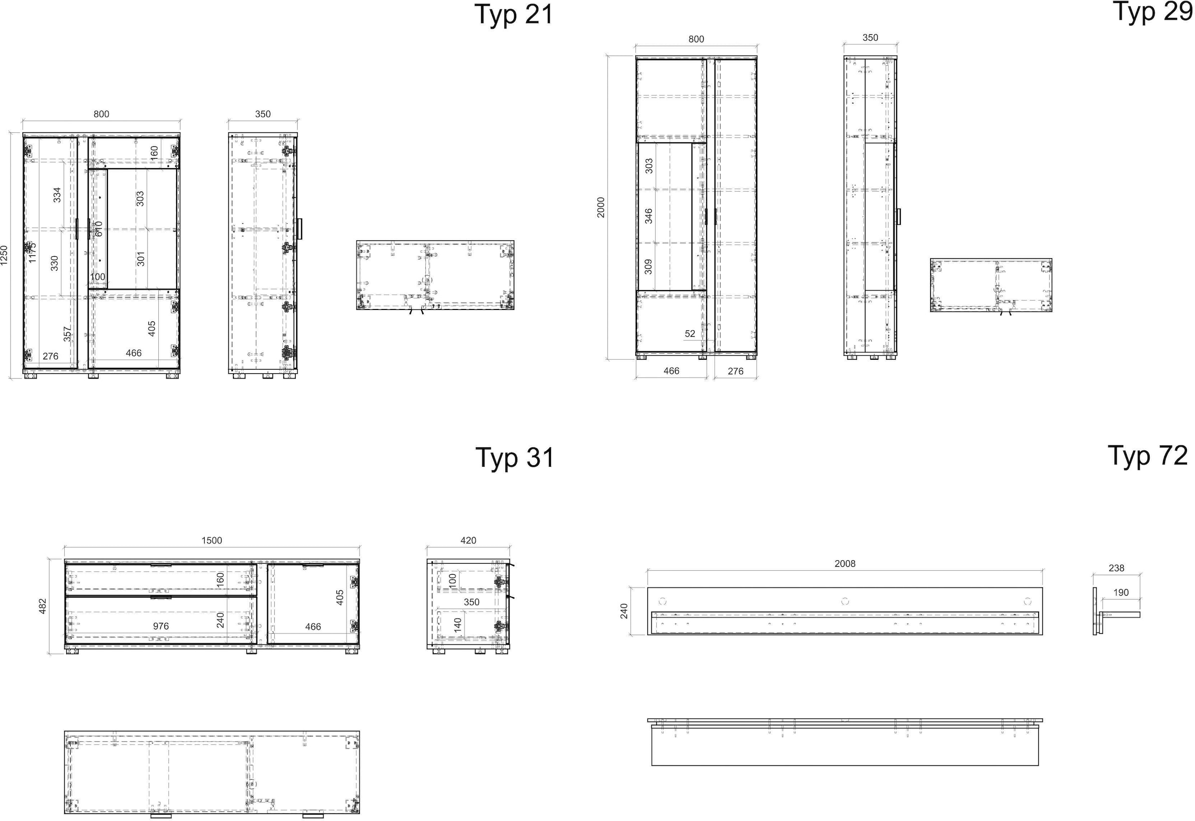 INOSIGN Wohnwand »LONG ISLAND«, (Set, 4 St.), in moderner Trendfarbe,inklusive senkrechter Beleuchtung,Breite 330 cm