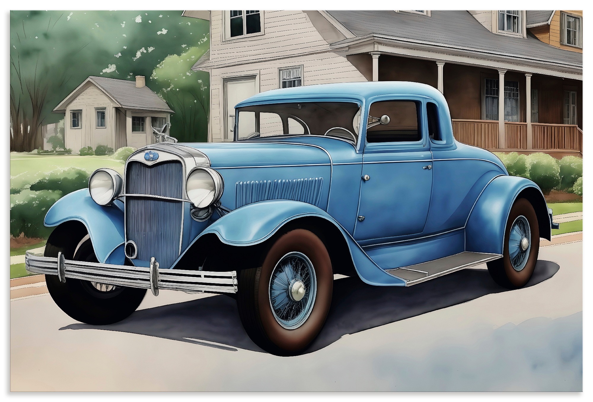 Wandbild ARTLAND "Blauer Oldtimer der 1930er Jahre", farbe bild(er): blau, B:30cm H:20cm