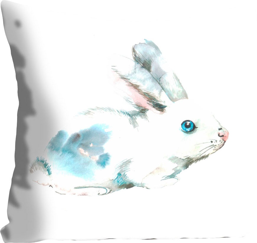 queence Dekokissen »Ezzo«, mit einem blauen Hasen günstig online kaufen