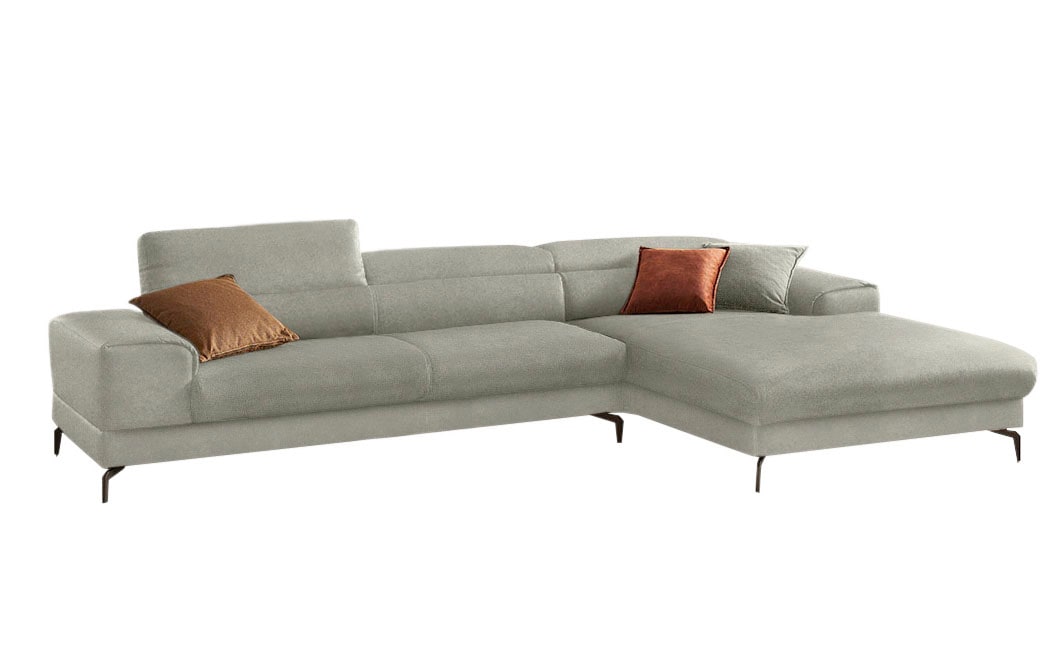 W.SCHILLIG Ecksofa »piedroo, Designsofa mit tollem Sitzkomfort, bequem und elegant, L-Form«, Kopfteilverstellung, wahlweise mit Sitztiefenverstellung, Breite 343cm