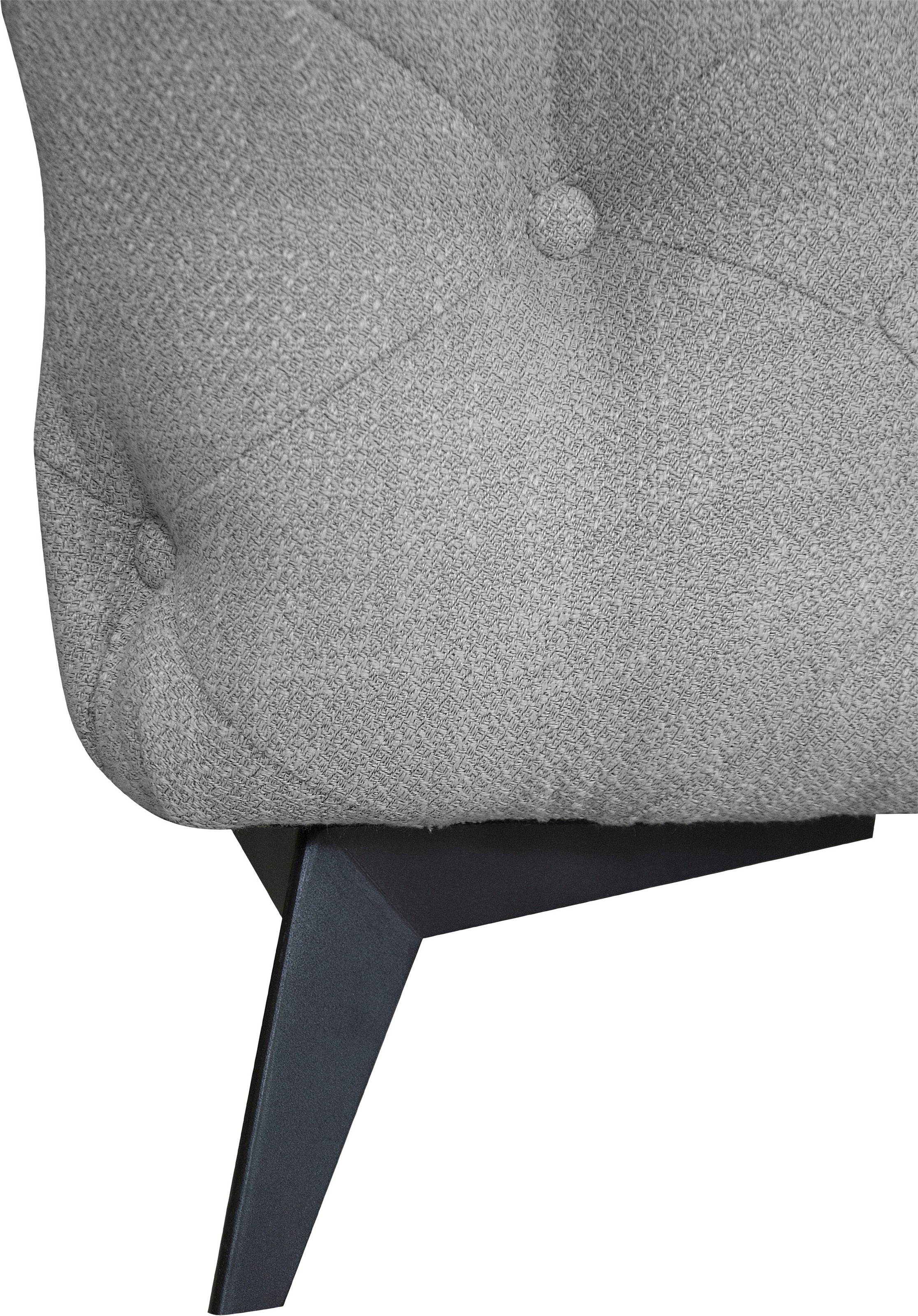 Leonique Chesterfield-Sofa »Ecksofa GLYNIS L-Form mit Wellenunterfederung, Maße B/T/H 323/264/75cm«, aufwändige Knopfheftung, moderne Chesterfield Optik, Fußfarbe wählbar