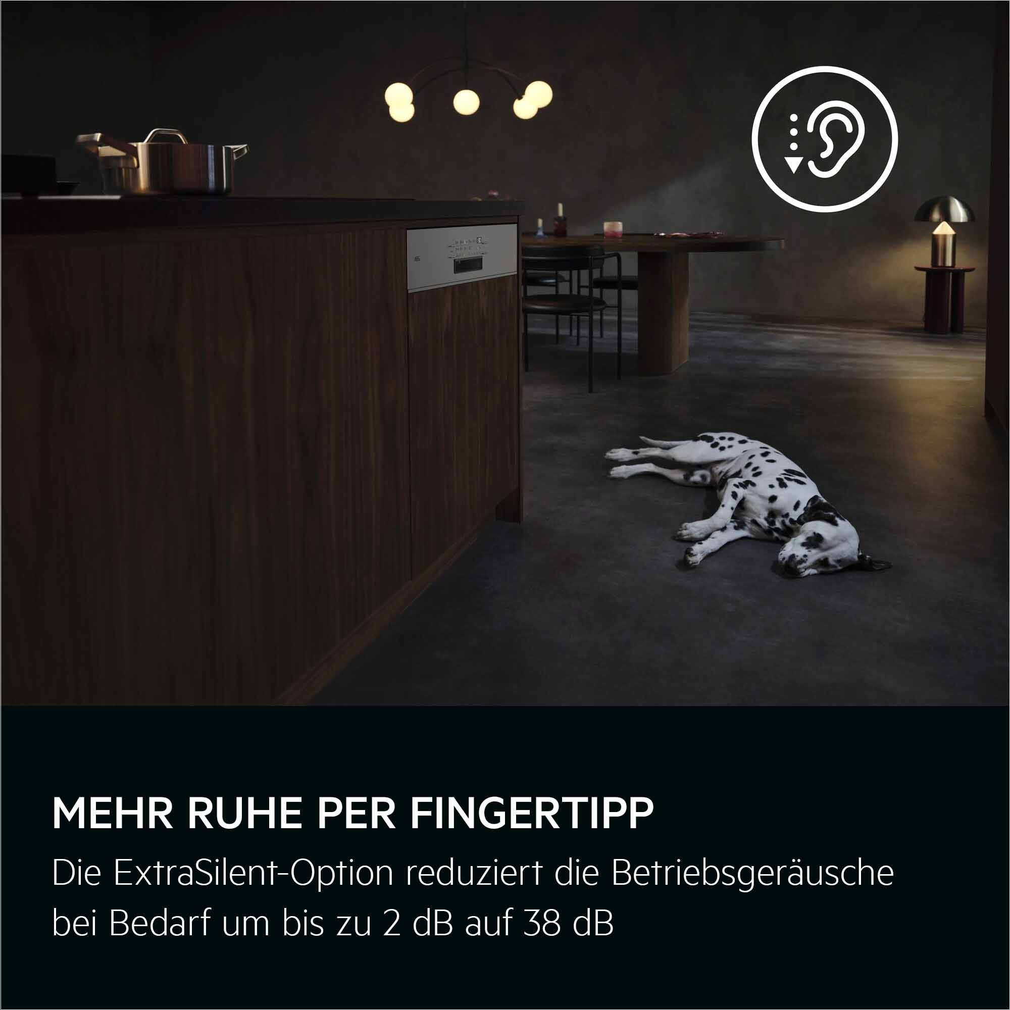 AEG teilintegrierbarer Geschirrspüler 8000 »GT8200A2SCM« Leise Spülmaschine 38 dB kraftvoll gegen Eingebranntes bei 8,4l Wasser