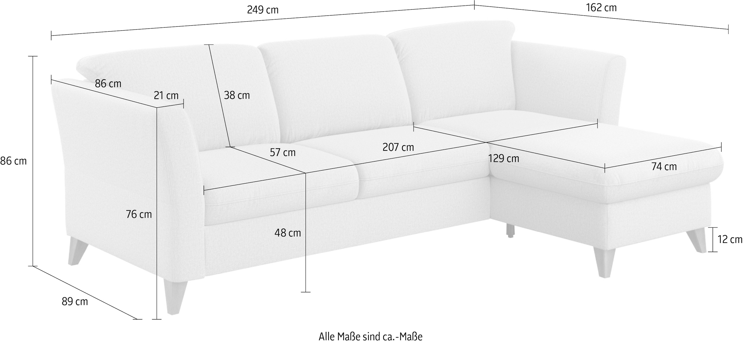 Home affaire Ecksofa »Trelleborg L-Form«, Federkern-Polsterung, wahlweise mit Bettfunktion und Bettkasten